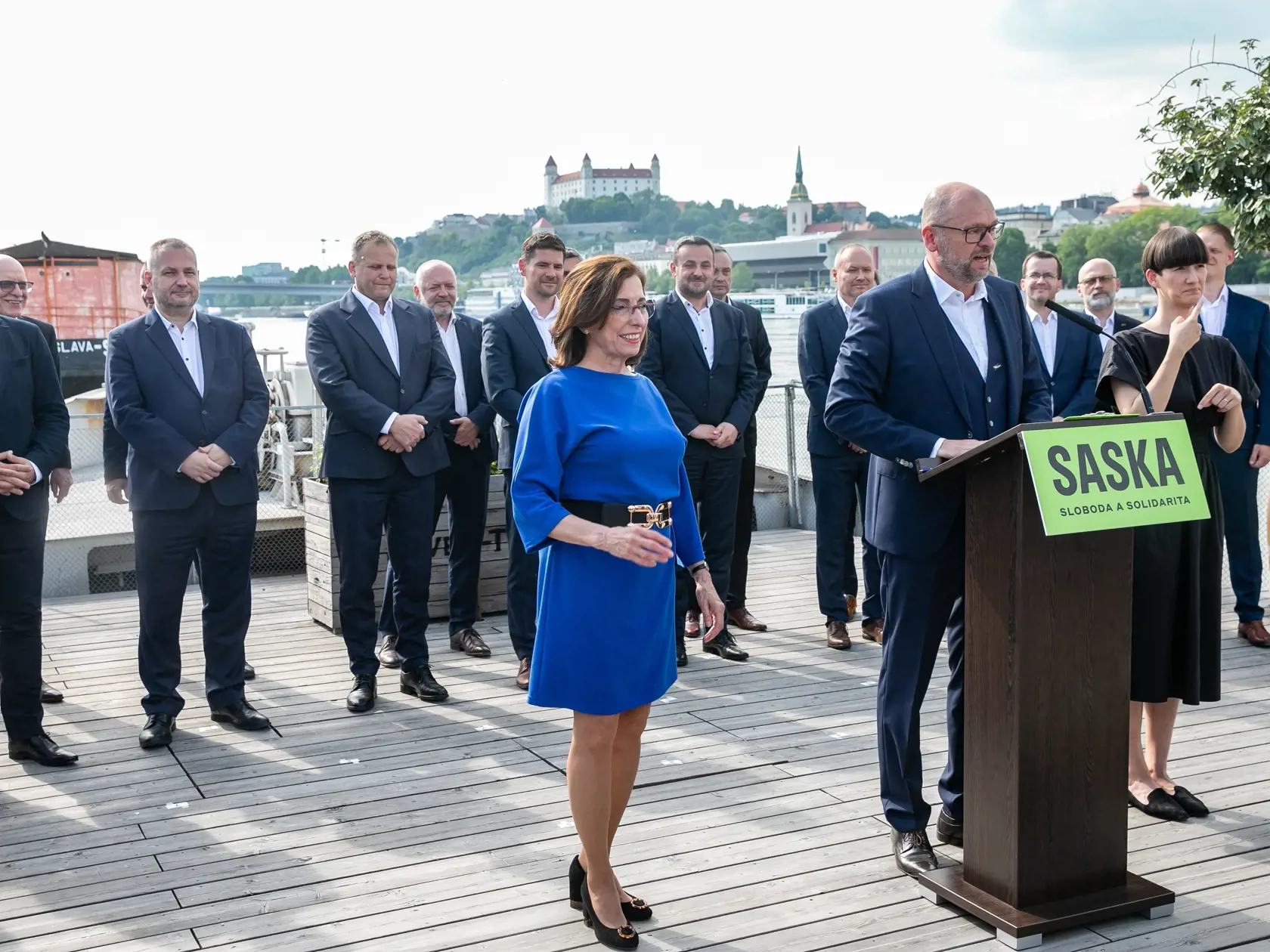 Predstavenie kandidatky strany Sloboda a Solidarita. Na snímke Anna Zemanová (vľavo) a vedľa nej Richard Sulík.