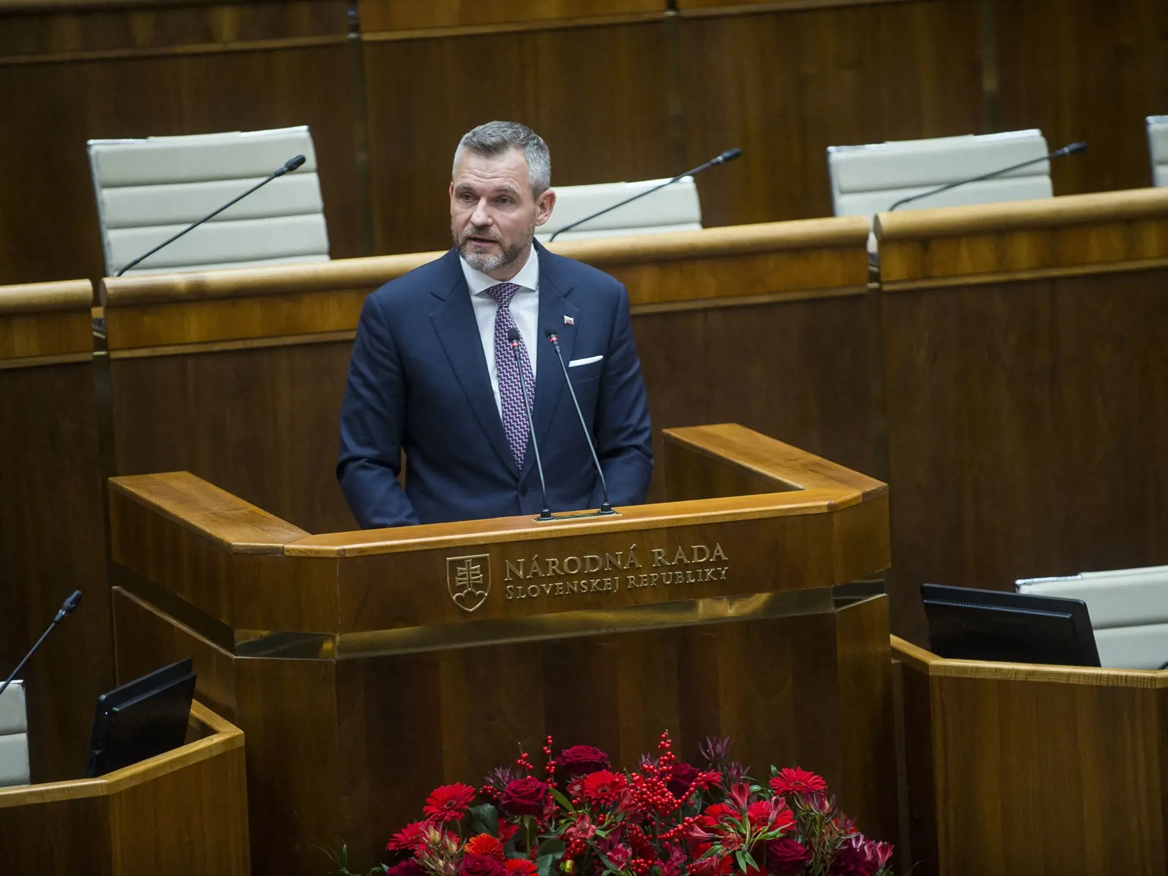 Na snímke novozvolený predseda NR SR Peter Pellegrini (Hlas-SD) počas ustanovujúcej schôdze Národnej rady Slovenskej republiky (NR SR) IX. volebného obdobia 25. októbra 2023 v Bratislave.