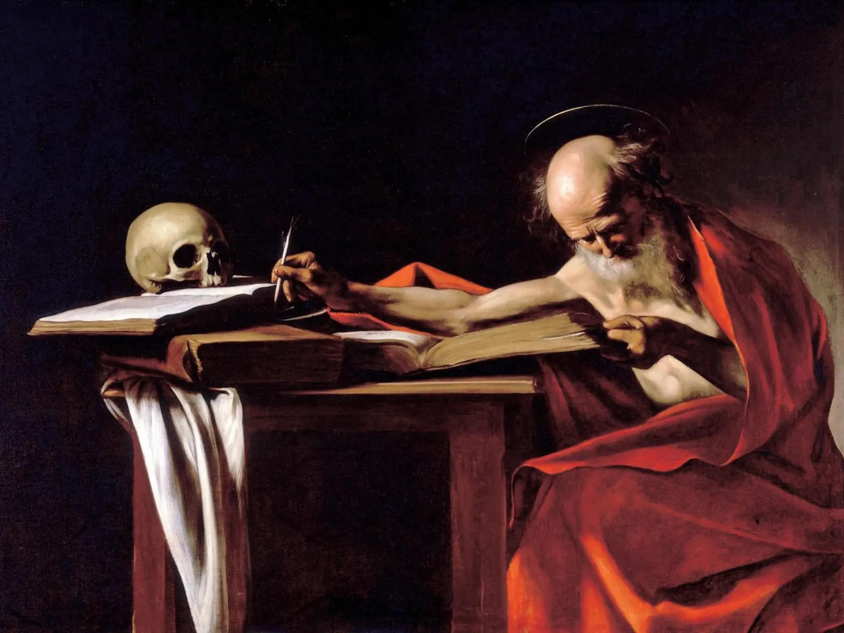 Svätý Hieroným. Caravaggio si pred maľbou nerobil