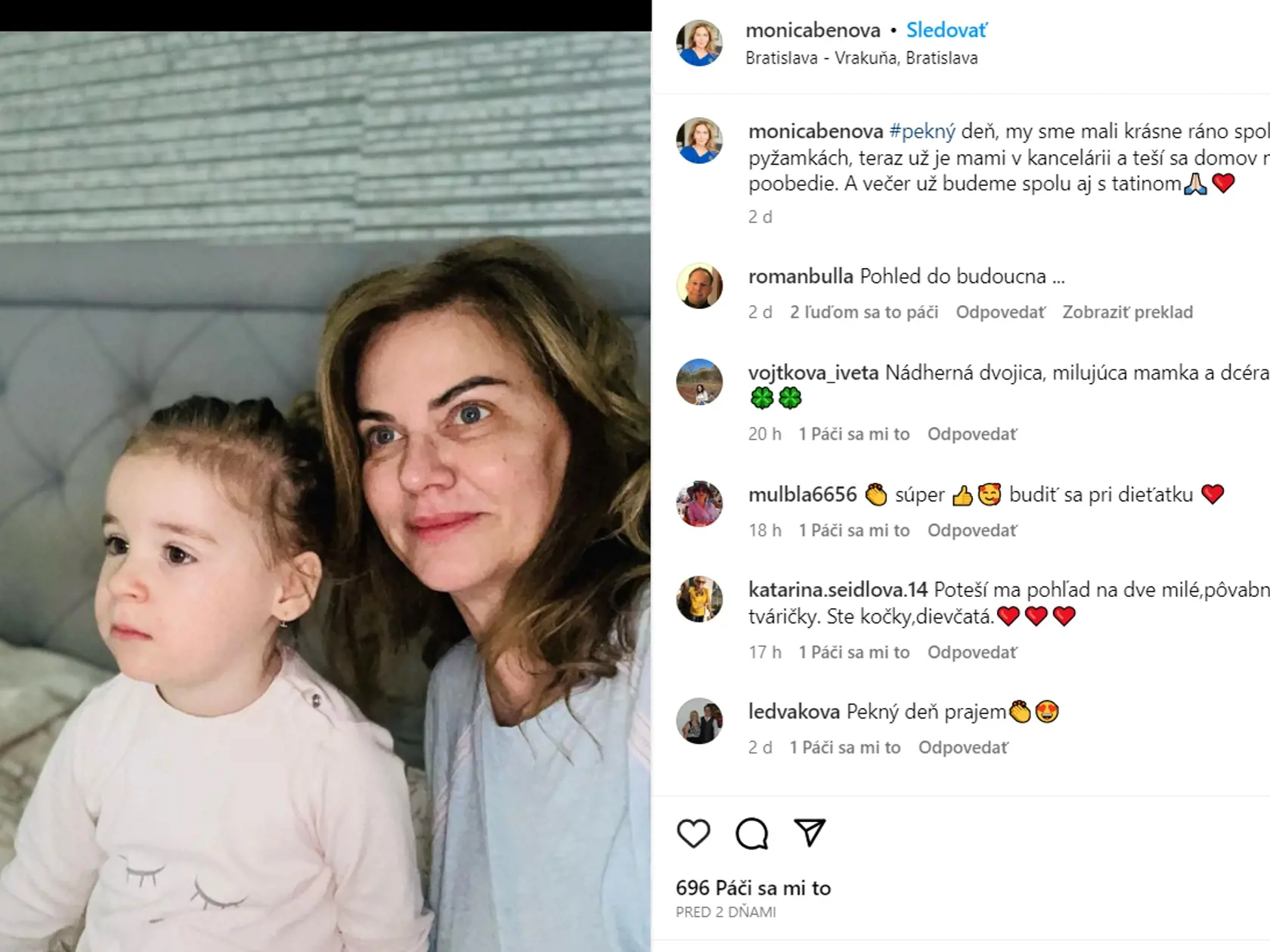 Monika Beňová so svojou dcérou Leou. Užívajú si spoločné chvíle.