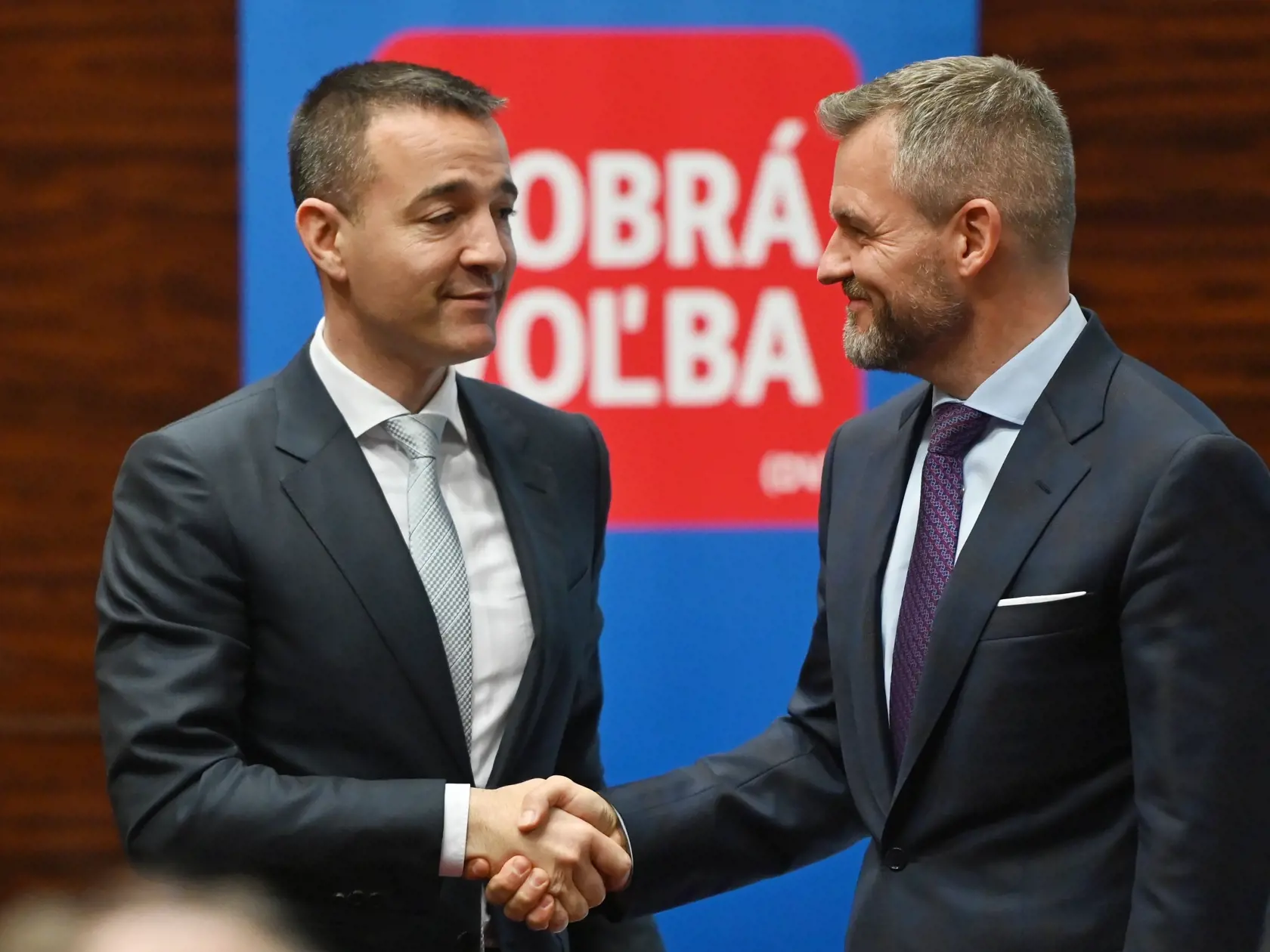 Peter Pellegrini, predseda Hlasu, a Tomáš Drucker, predseda strany Dobrá voľba. FOTO TASR - Lukáš Grinaj
