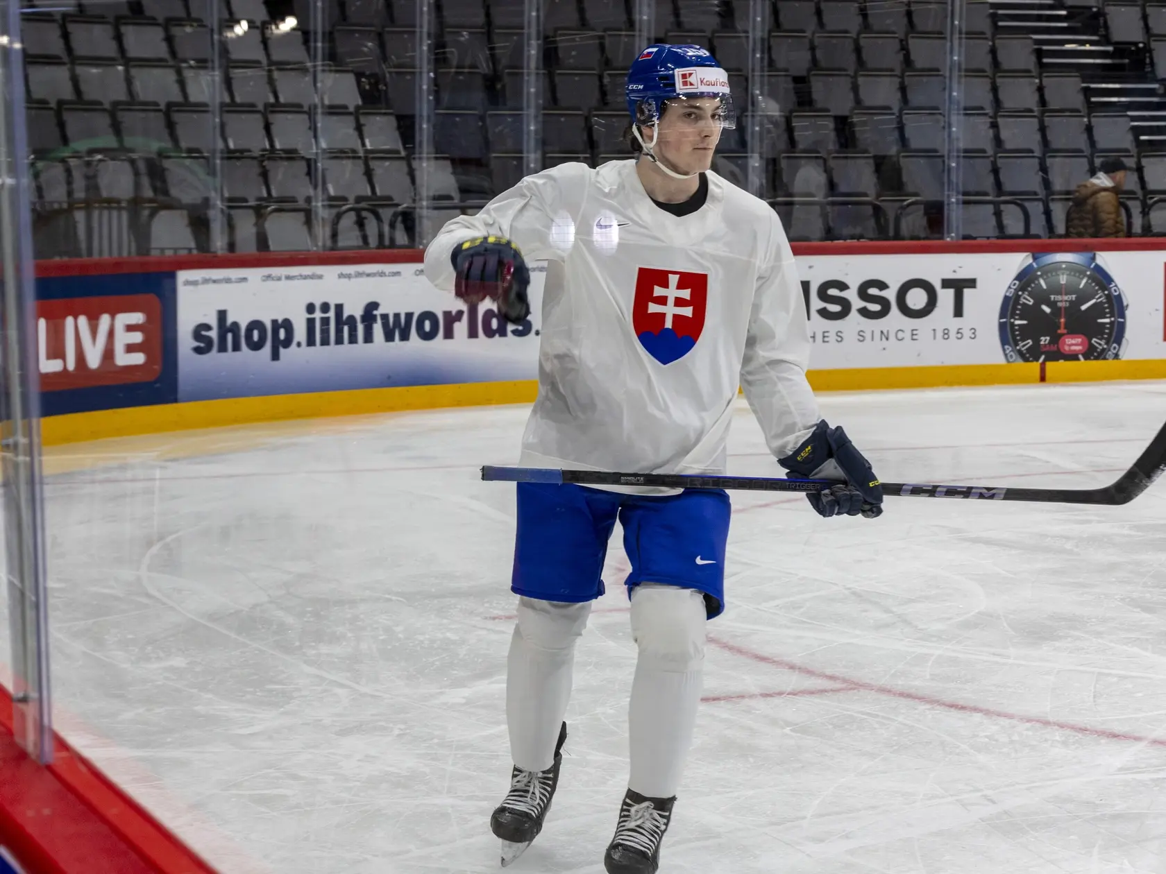 Tréning slovenskej hokejovej reprezentácie na MS 2025 v Štokholme. Na snímke je Dalibor Dvorský. 