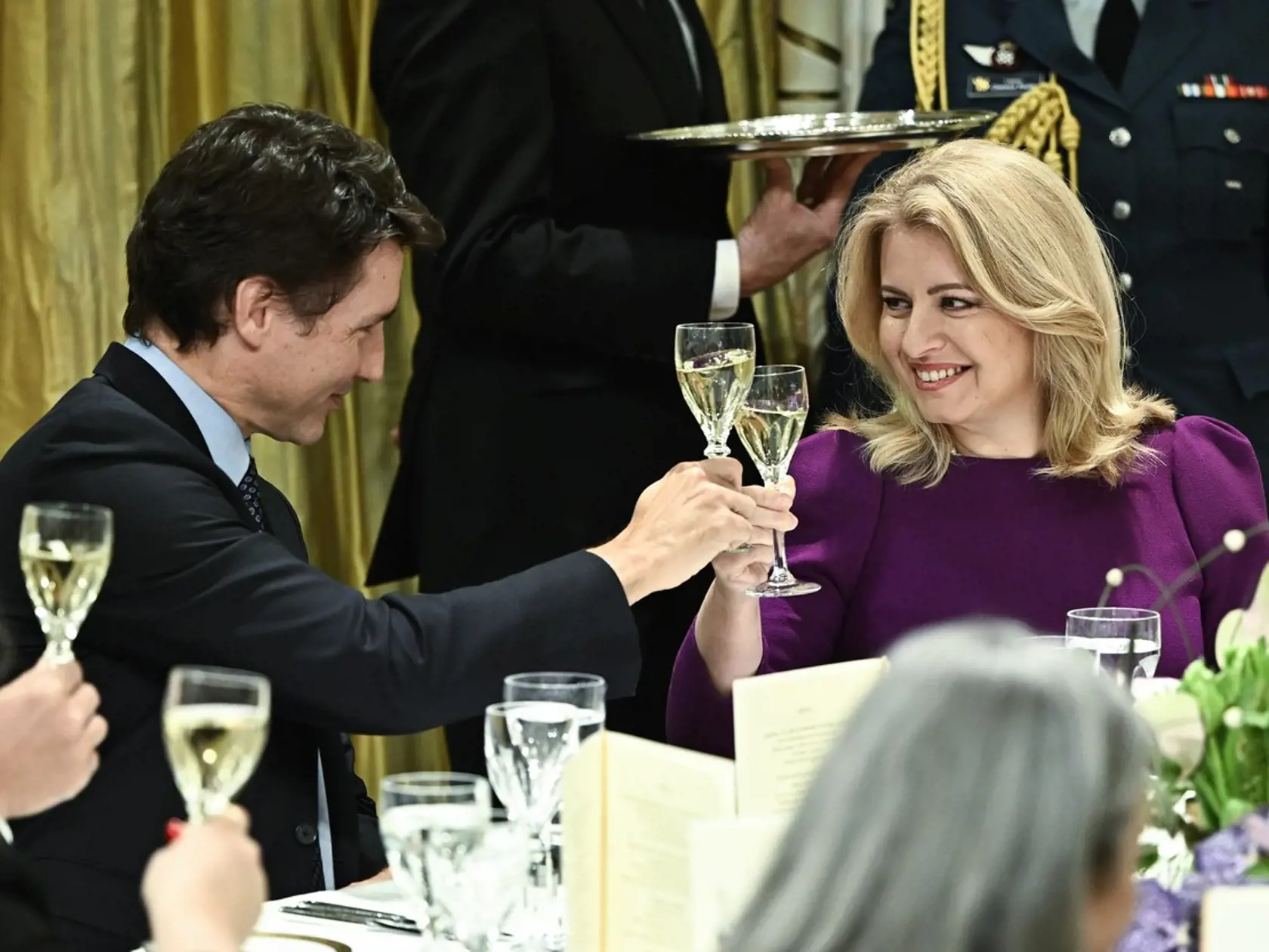 Zuzana Čaputová počas večere s kanadským premiérom Justinom Trudeauom 30.j anuára 2024.