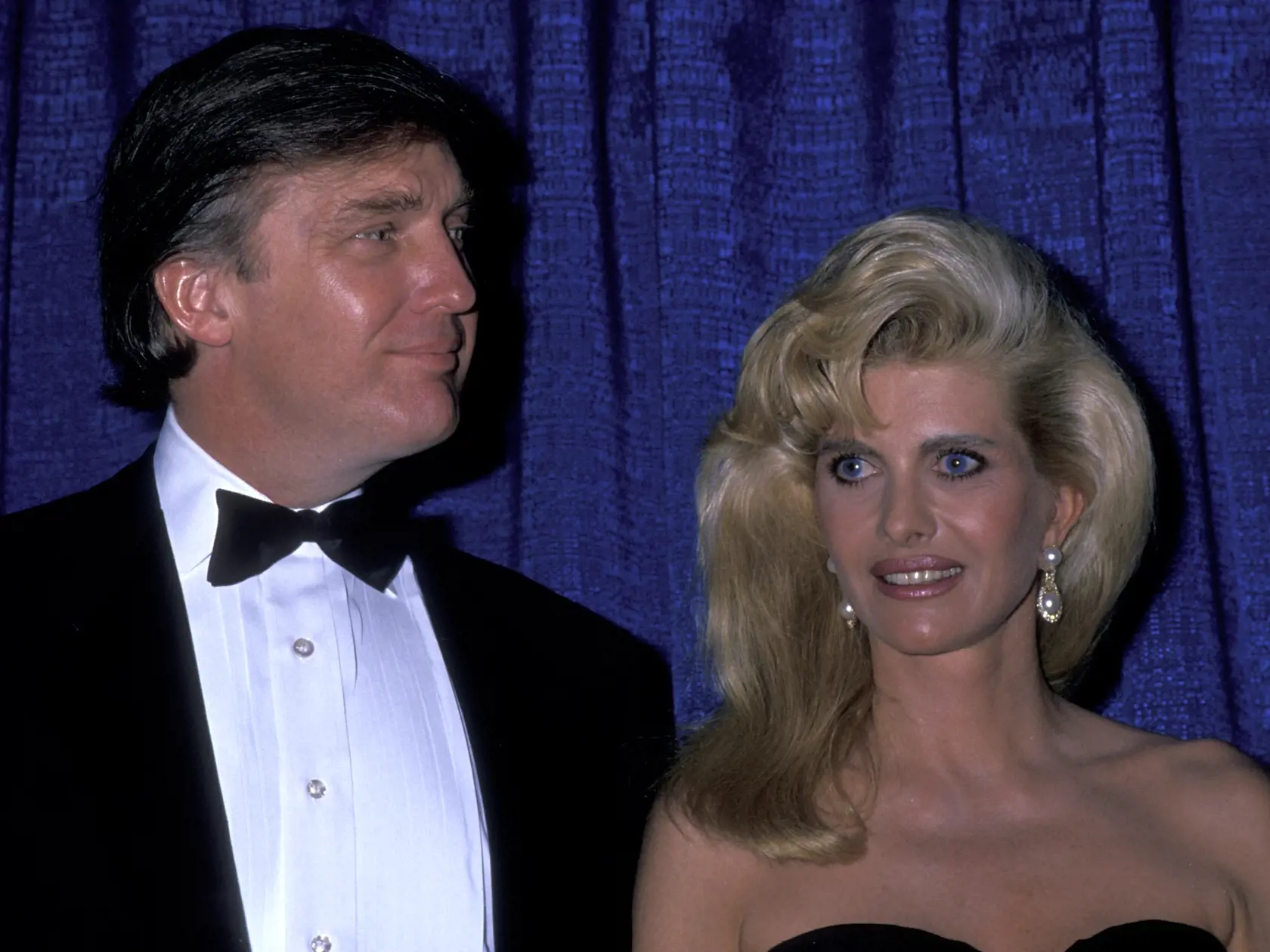 BEVERLY HILLS, CA - JANUARY 14:  Donald Trump and Ivana Trump attend Scopus Awards Gala Honoring Merv Griffin on January 14, 1990 at the Beverly Hilton Hotel in Beverly Hills, California. (Photo by Ron Galella/WireImage)