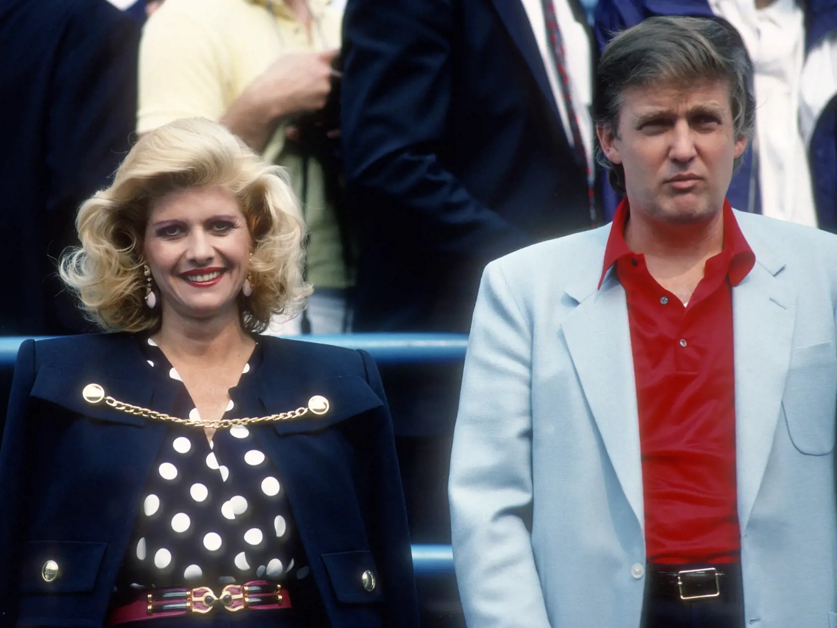 FLUSHING, NY - CIRCA 1988: Ivana Trump and Donald Trump attends the U.S. Open Tennis Tournament circa 1988 in Flushing, Queens. (Photo by PL Gould/IMAGES/Getty Images)
