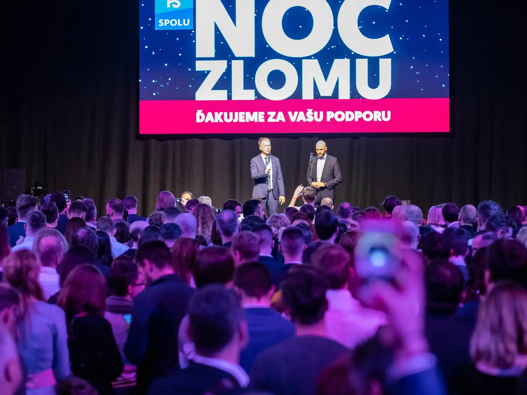 Na snímke v centrále politickej strany PS počas noci volieb do Národnej rady Slovenskej republiky, 29.2.2020. 