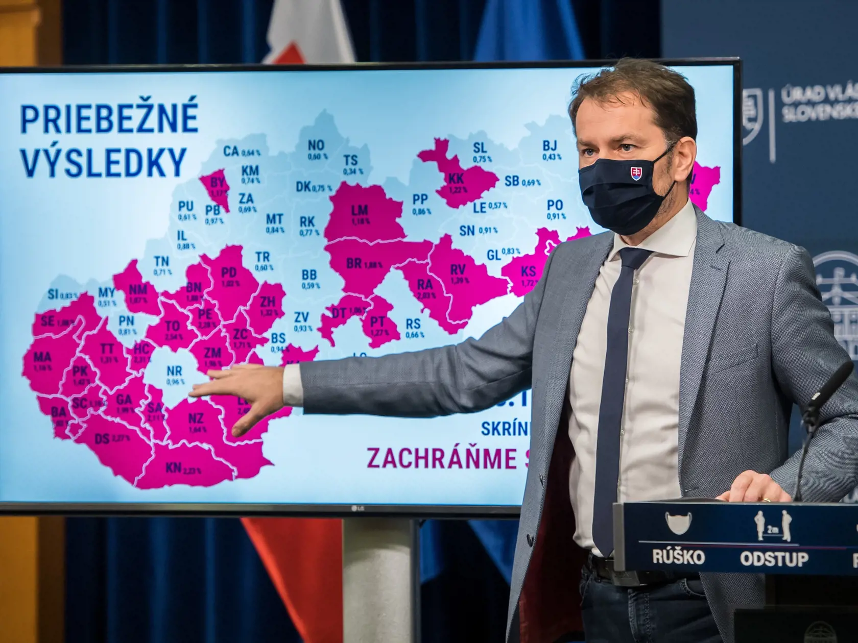 Na snímke predseda vlády SR Igor Matovič počas tlačovej konferencie k priebežným výsledkom skríningového testovania 26. januára 2021 v Bratislave. FOTO TASR - Martin Baumann