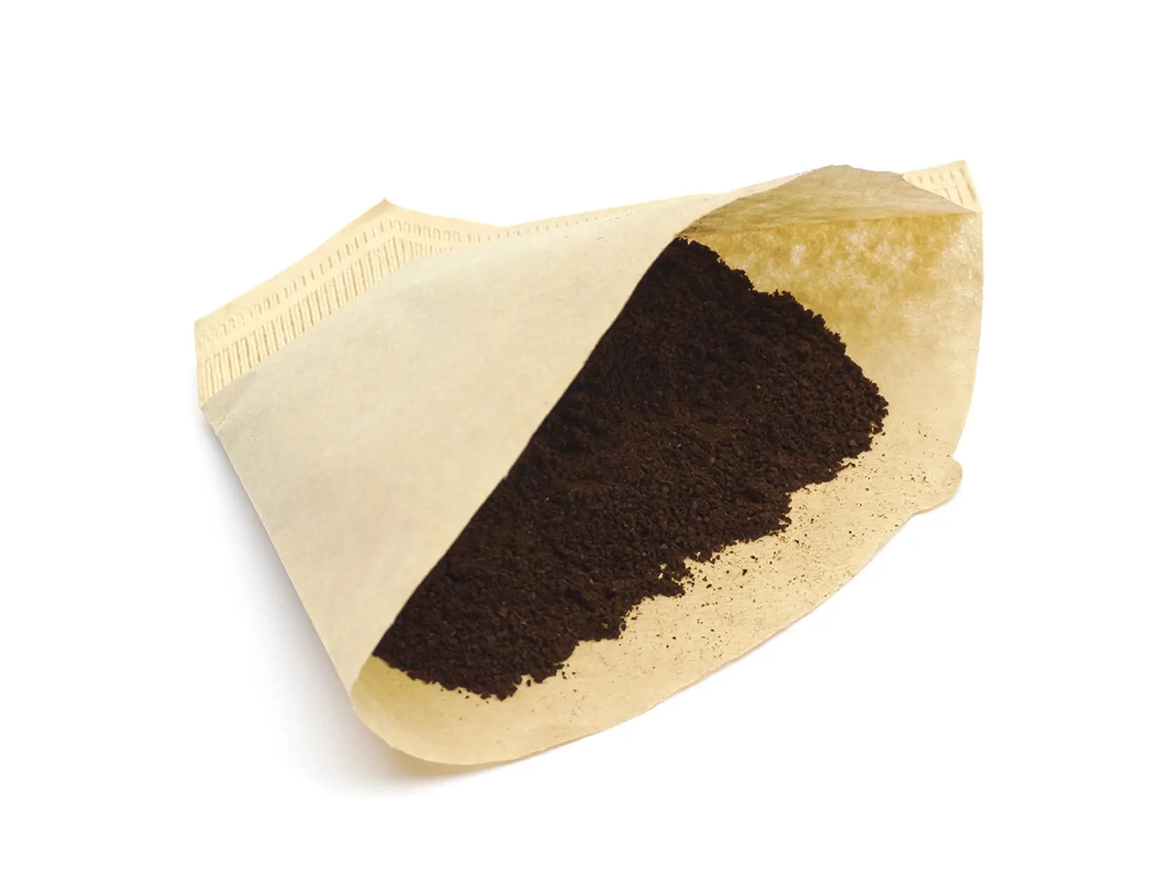 Coffee,Filter,With,Powder,Isolated,On,White,Background