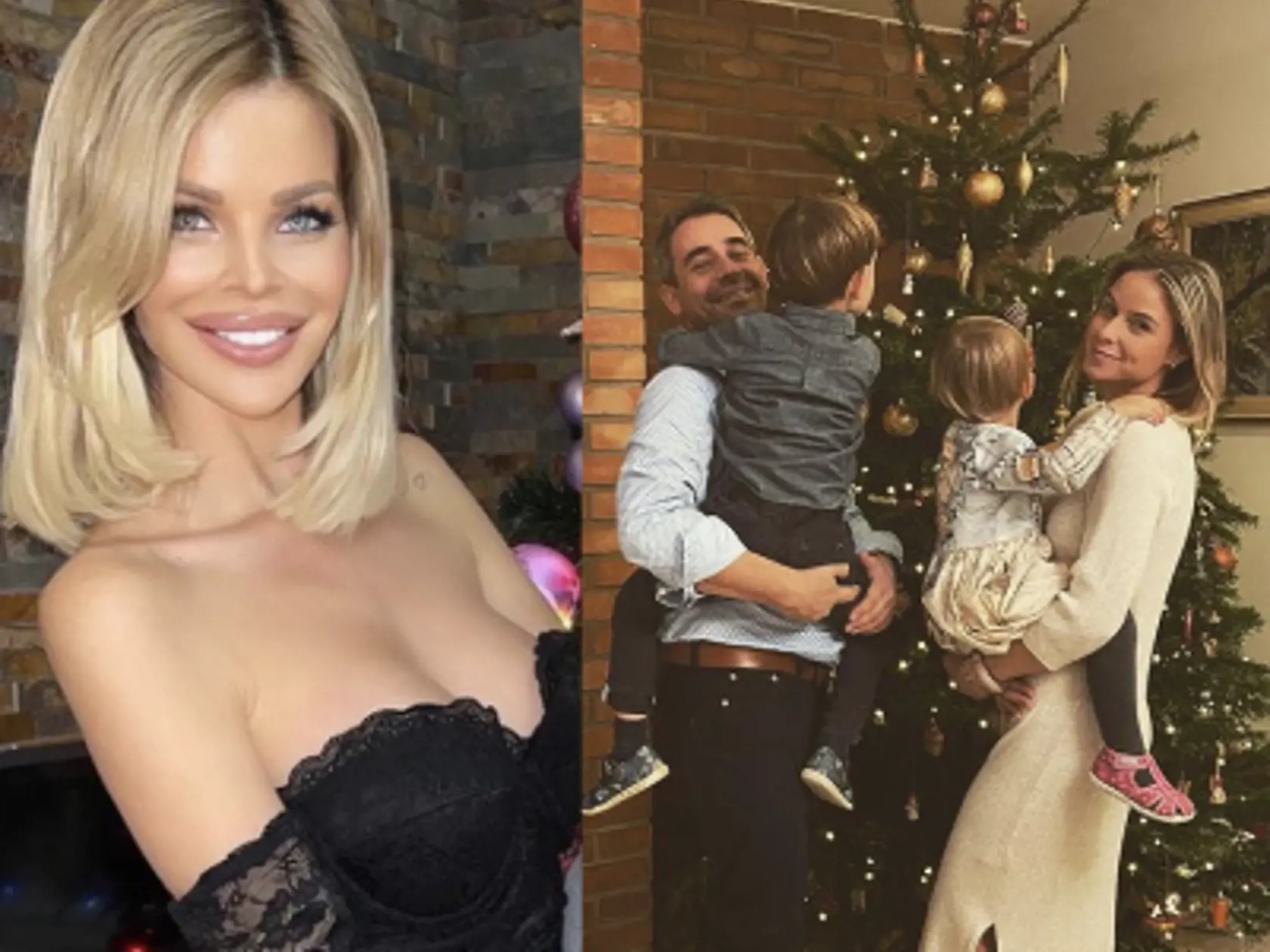 Silvii Kucherenko takmer vypadli prsia a vpravo Nela Pocisková s rodinkou.