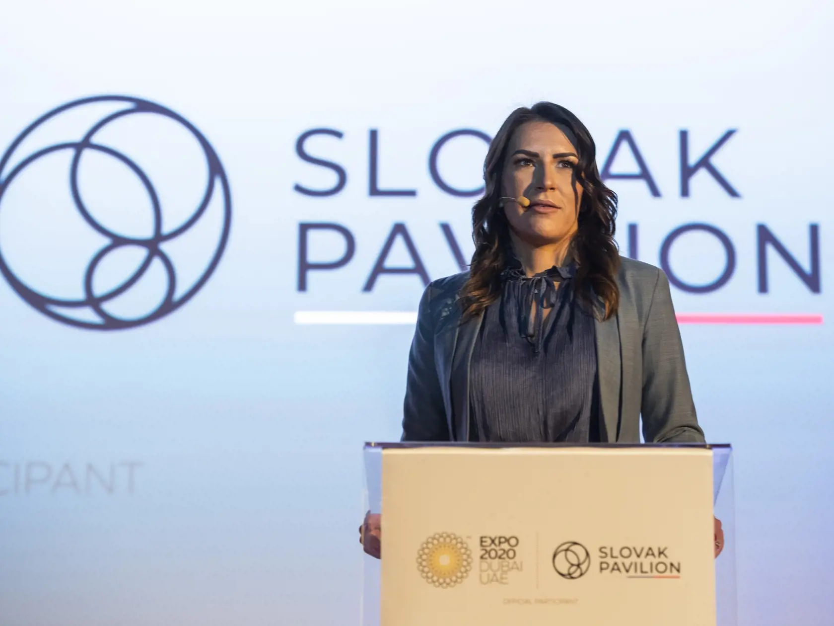 Na snímke generálna komisárka expozície SR na Expo Dubaj 2020 Miroslava Valovičová počas tlačovej konferencie na tému: Slovensko na svetovej výstave Expo Dubaj 2020 v Bratislave 6. septembra 2021. FOTO TASR - Jaroslav Novák