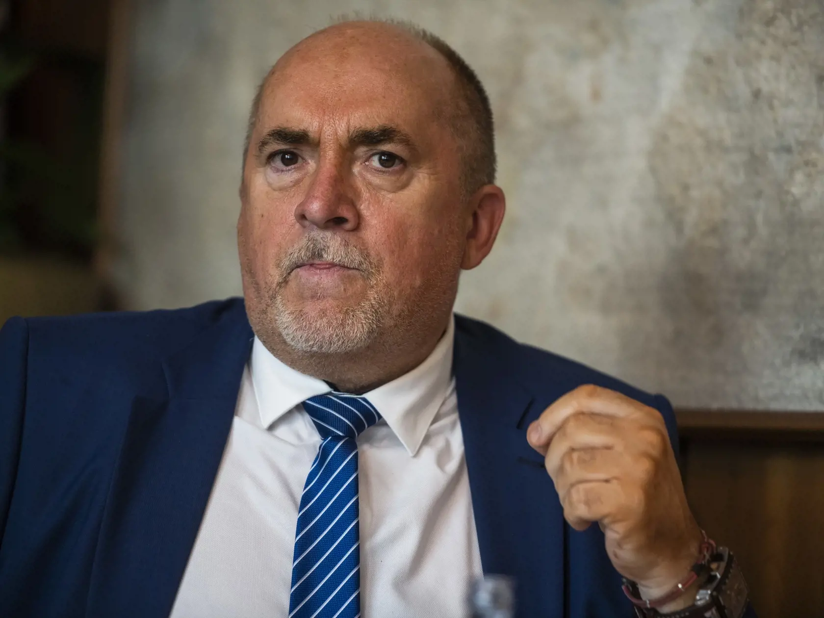 Na snímke generálny riaditeľ Duslo Šaľa Petr Bláha počas spoločnej tlačovej konferencie Klubu 500 a Slovenskej obchodnej a priemyselnej komory (SOPK) k dopadu prudkého zvyšovania cien elektriny a plynu na priemyselné podniky v Bratislave 12. októbra 2021. FOTO TASR - Jaroslav Novák
