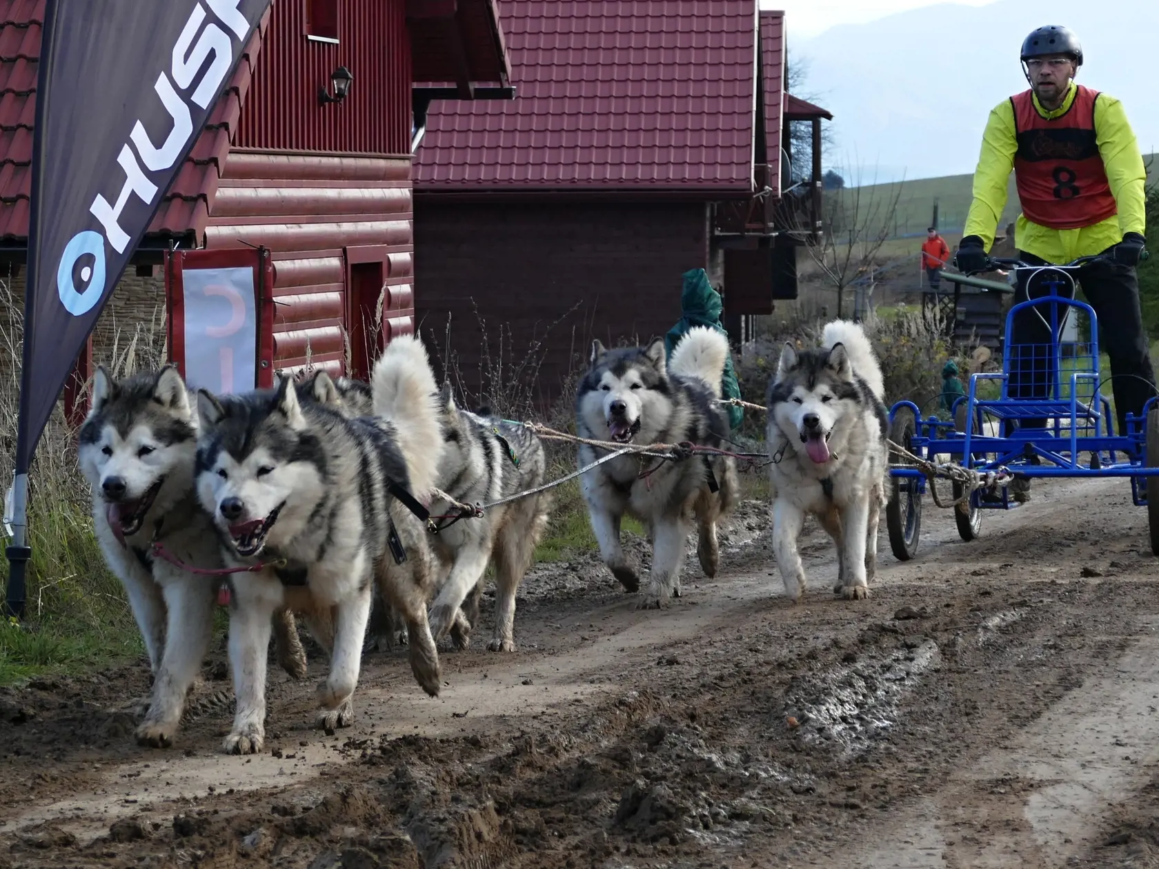 Preteky psích záprahov počas 2. kola Husky Cupu v športovo-rekreačnom stredisku Snowland vo Valčianskej doline.
