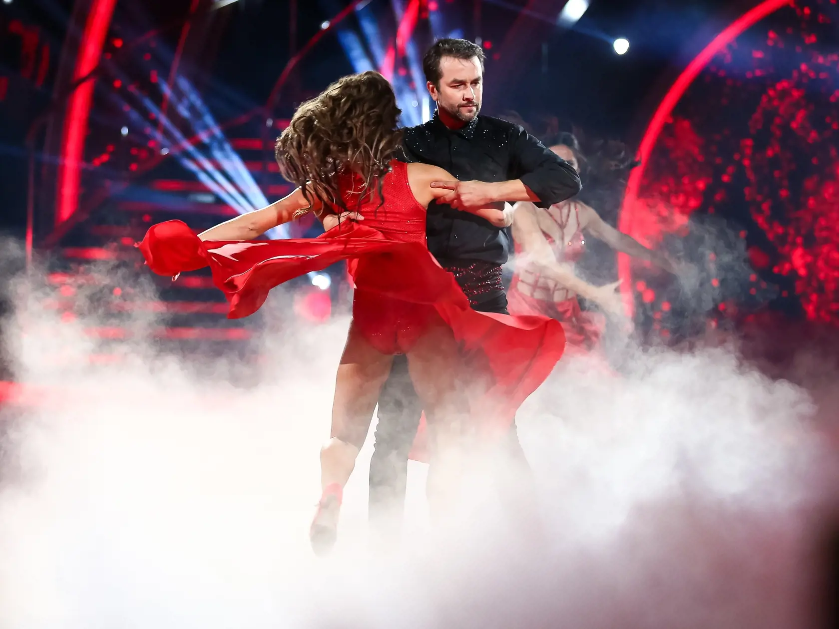 8.kolo natáčania tanečnej súťaže celebrít Let´s Dance 2017 v Bratislavskej Inchebe. Na snímke Vladimír Kobielsky, Dominika Chrapeková a Katarína Lacková