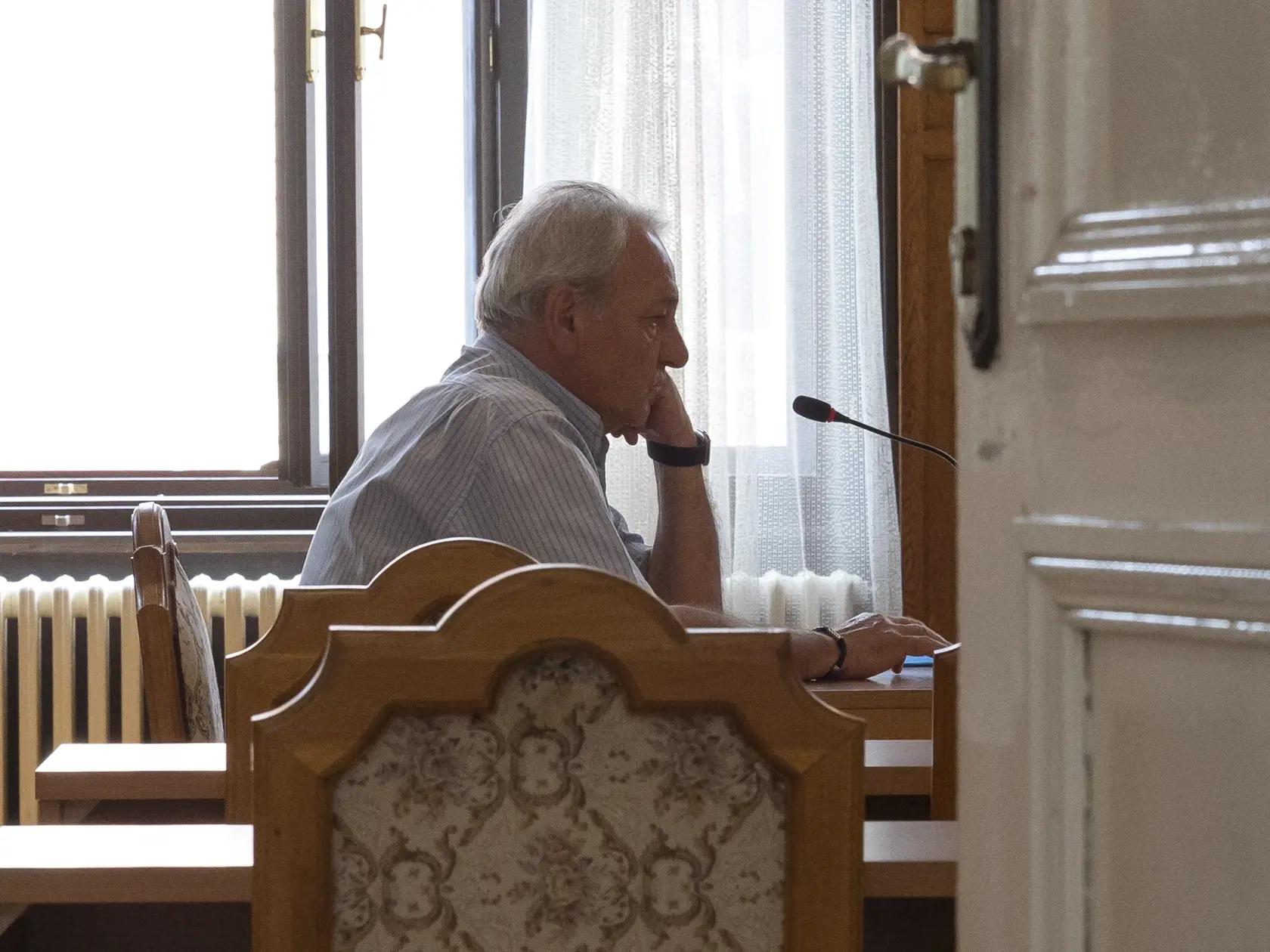 Súdne pojednávanie na špecializovanom trestnom súde v Banskej Bysterici s Jánom Slotom vo zločinu príjmania úplatku formou pomoci. Na snímke je svedok Vladimír Machaj.