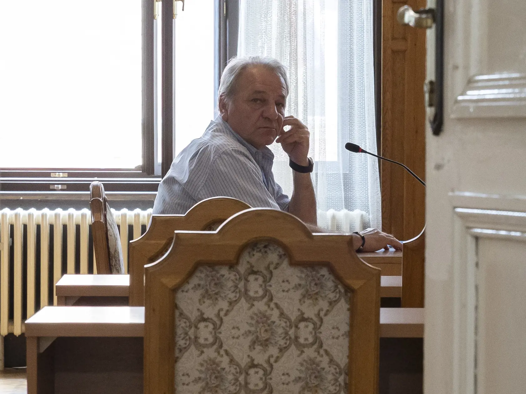 Súdne pojednávanie na špecializovanom trestnom súde v Banskej Bysterici s Jánom Slotom vo zločinu príjmania úplatku formou pomoci. Na snímke je svedok Vladimír Machaj.