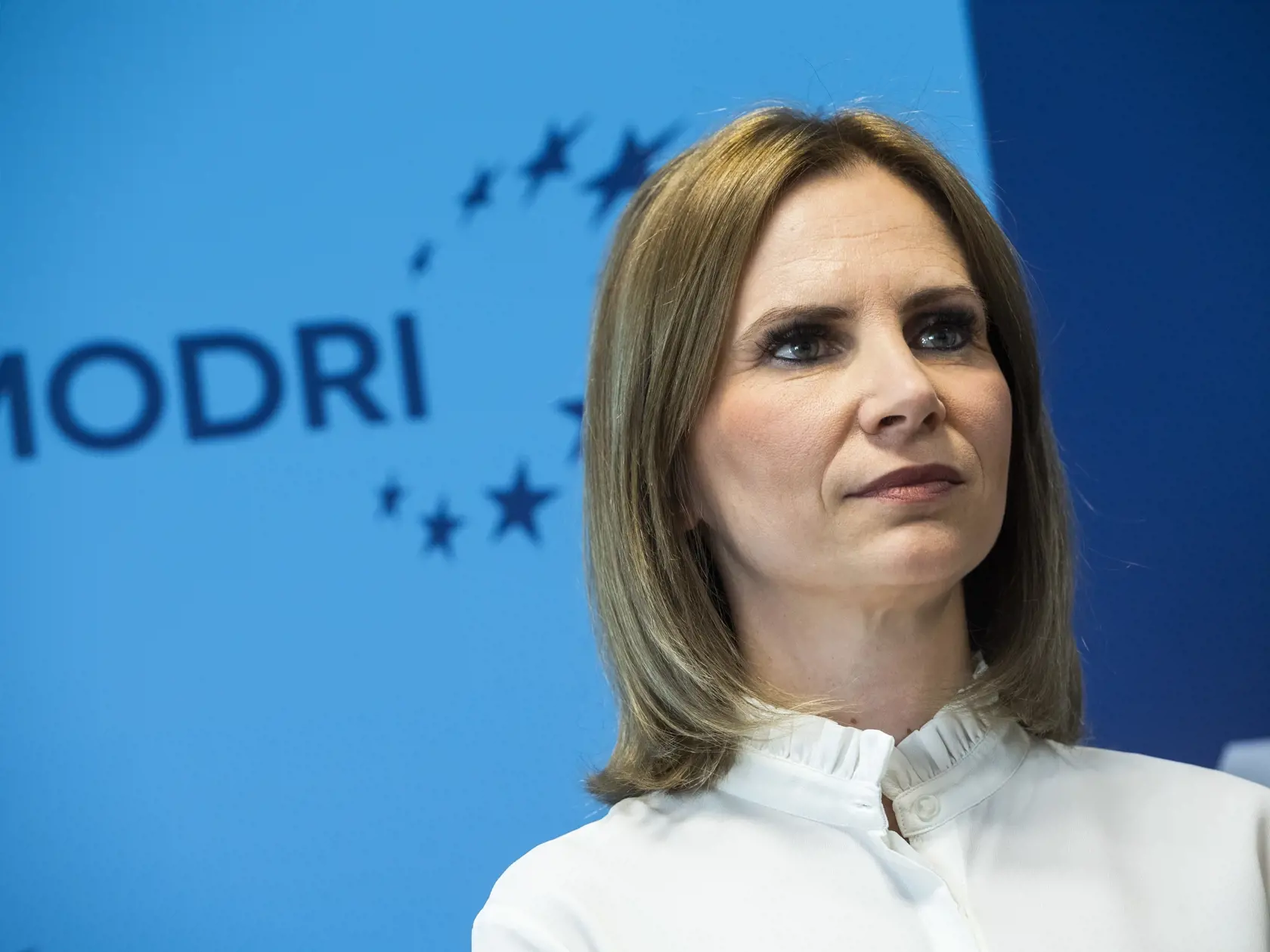 Na snímke Jana Ambrošová počas tlačovej konferencie politickej strany Modrí - Európske Slovensko 8. mája 2023 v Bratislave. FOTO TASR - Jaroslav Novák
