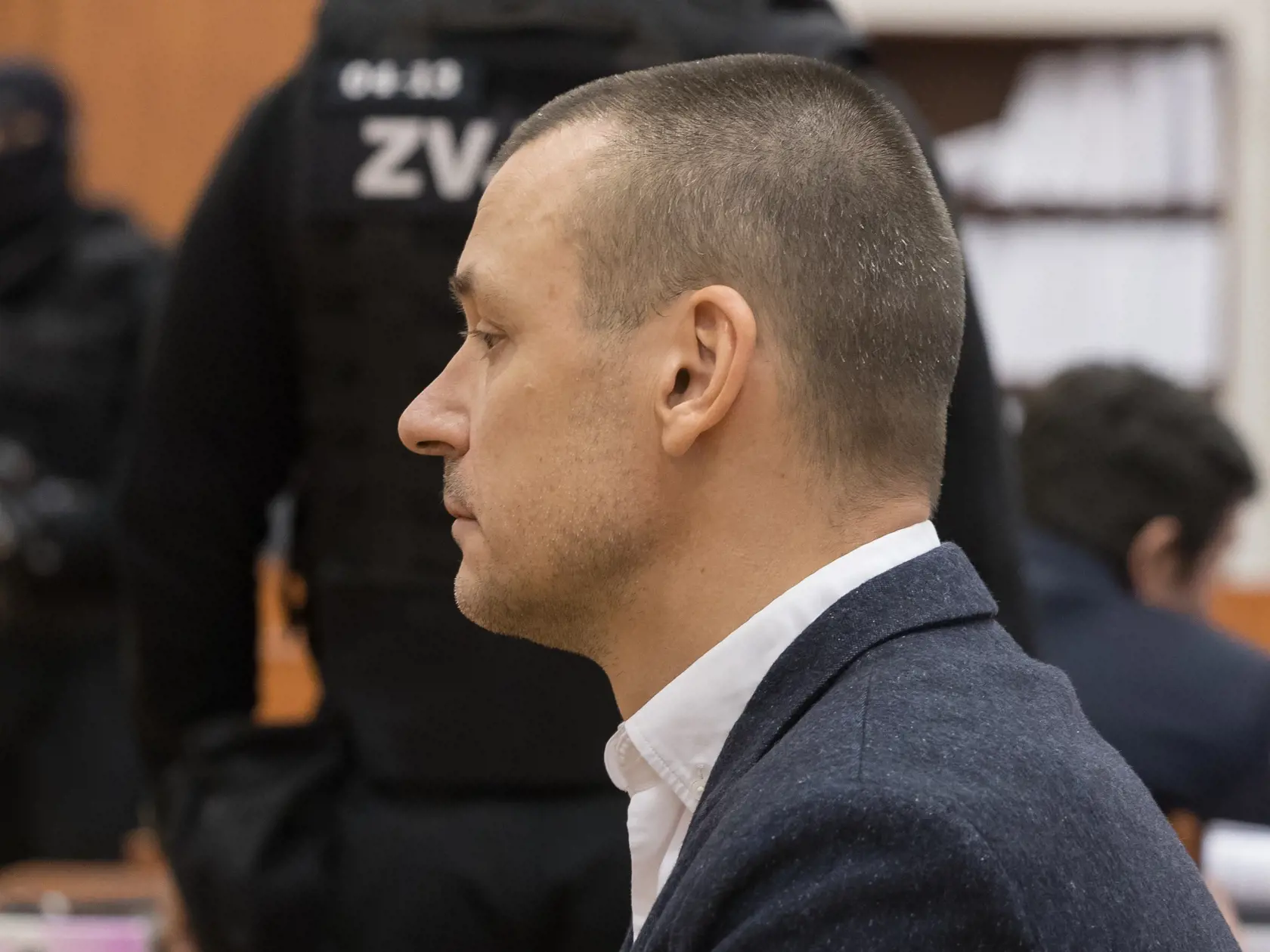 Tretie pojednávanie na Špecializovanom trestnom súde v Pezinku vo veci vraždy investigatívneho novinára Jána Kuciaka a jeho snúbenice Martiny Kušnírovej. Na snímke je Peter Tóth, predvolaný ako svedok. 