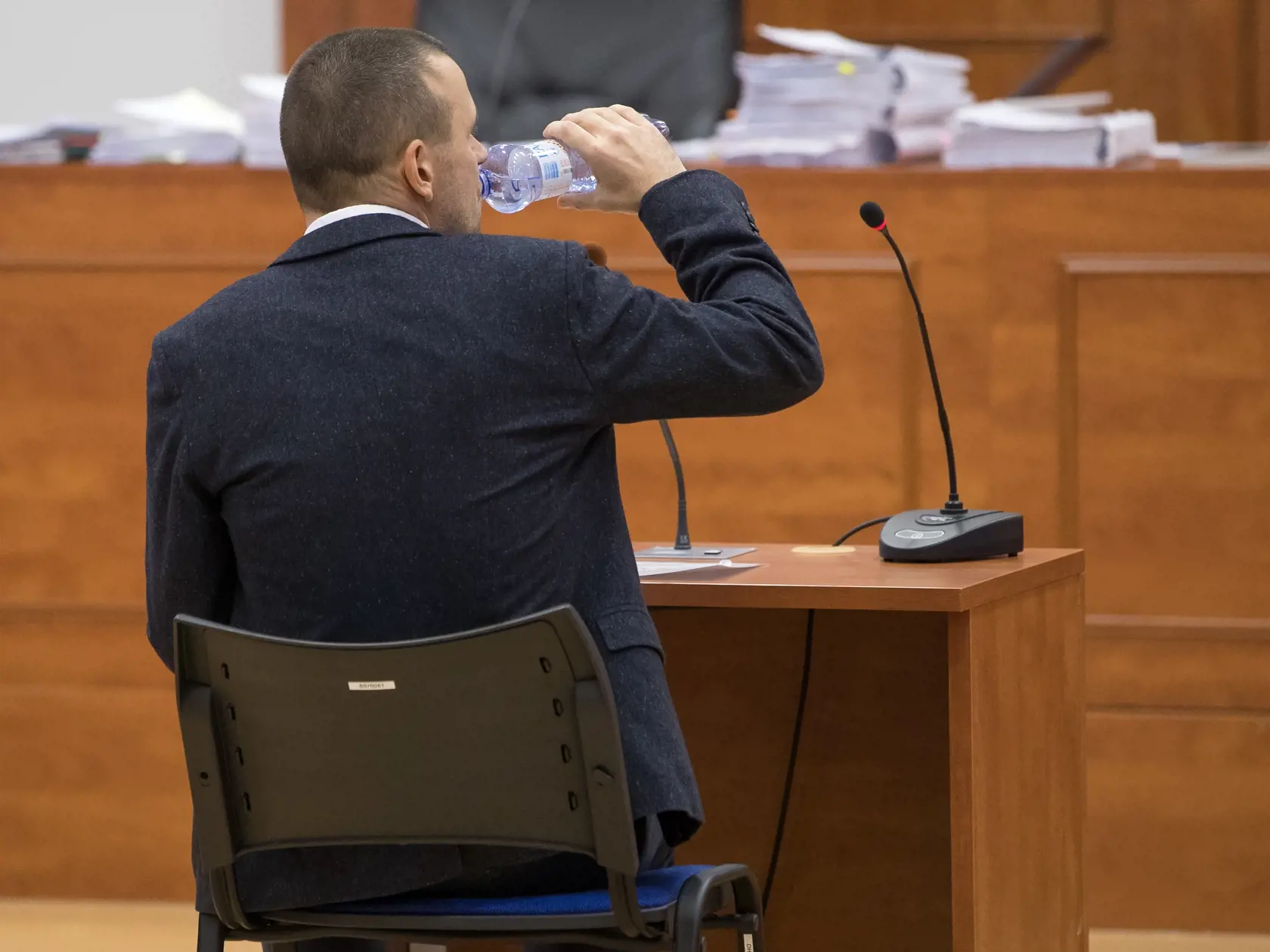 Tretie pojednávanie na Špecializovanom trestnom súde v Pezinku vo veci vraždy investigatívneho novinára Jána Kuciaka a jeho snúbenice Martiny Kušnírovej. Na snímke je svedok Peter Tóth.