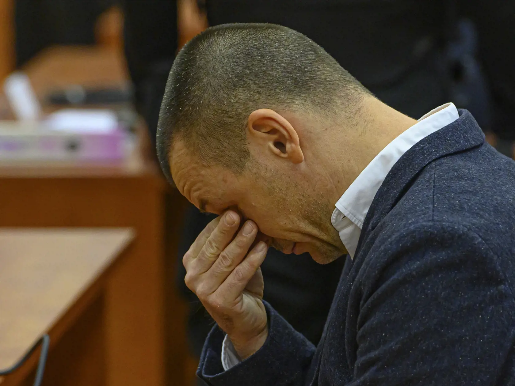 Hlavné pojednávanie v kauze vraždy novinára Jána Kuciaka a jeho snúbenice Martiny Kušnírovej na Špecializovanom trestnom súde v Pezinku, 15. januára 2020. Na snímke svedok Peter Tóth. FOTO TASR - Michal Svítok
