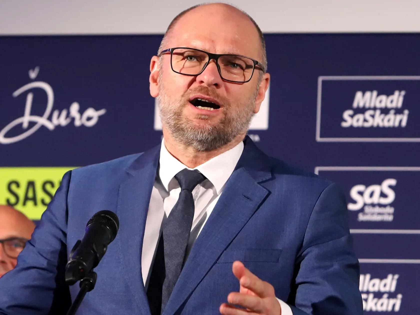Na snímke predseda strany Sloboda a solidarita (SaS) Richard Sulík počas tlačovej konferencie po Kongrese strany Sloboda a Solidarita (SaS) v hoteli Družba v Demänovskej Doline, v okrese Liptovský Mikuláš 22. apríla 2023. FOTO TASR - Ján Krošlák