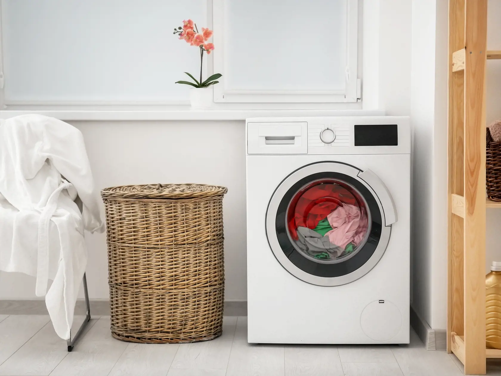 Laundry,In,Washing,Machine,And,Basket,Indoors