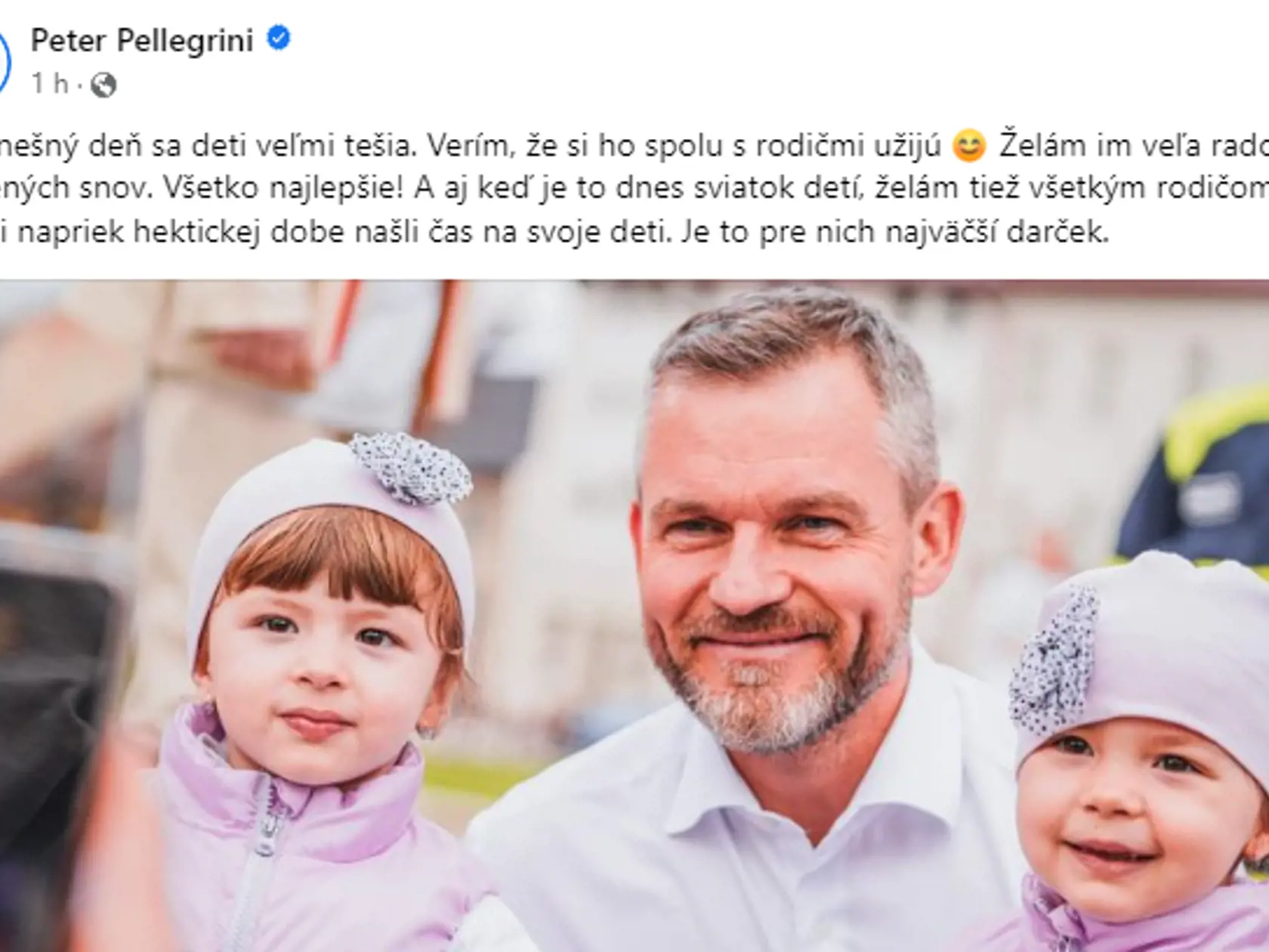 Status Petra Pellegriniho k Medzinárodnému dňu detí.