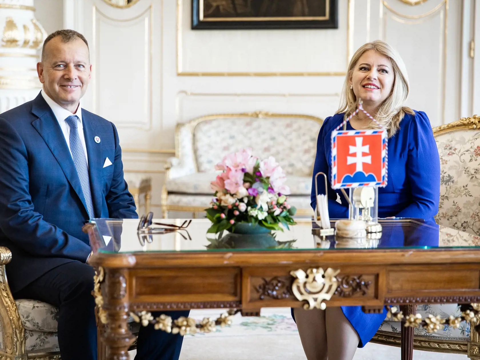 Predseda Národnej rady Slovenskej republiky Boris Kollár na oficialnej návšteve prezidentky SR Zuzany Čaputovej v Bratislave. 