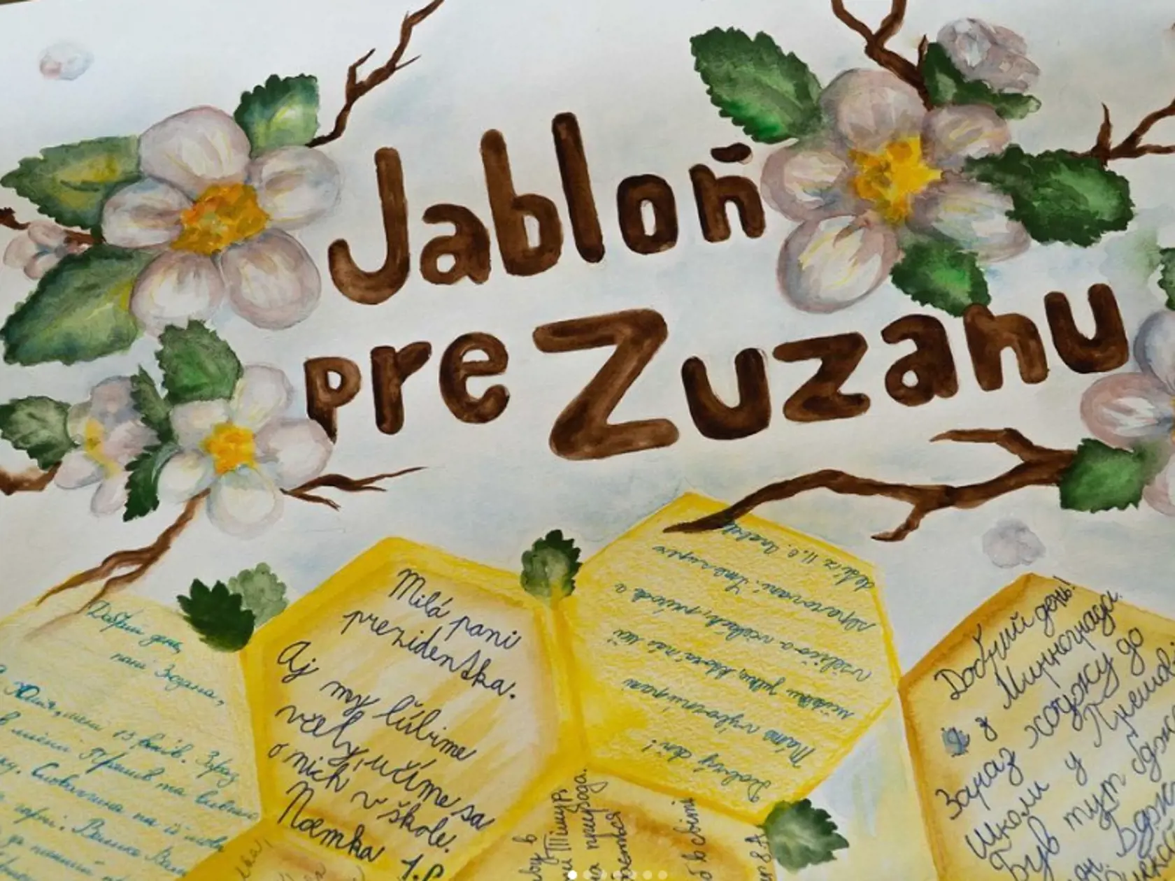 Celá kresba detí zo základnej školy v Prešove, ktorú poslali prezidentke Zuzane Čaputovej.