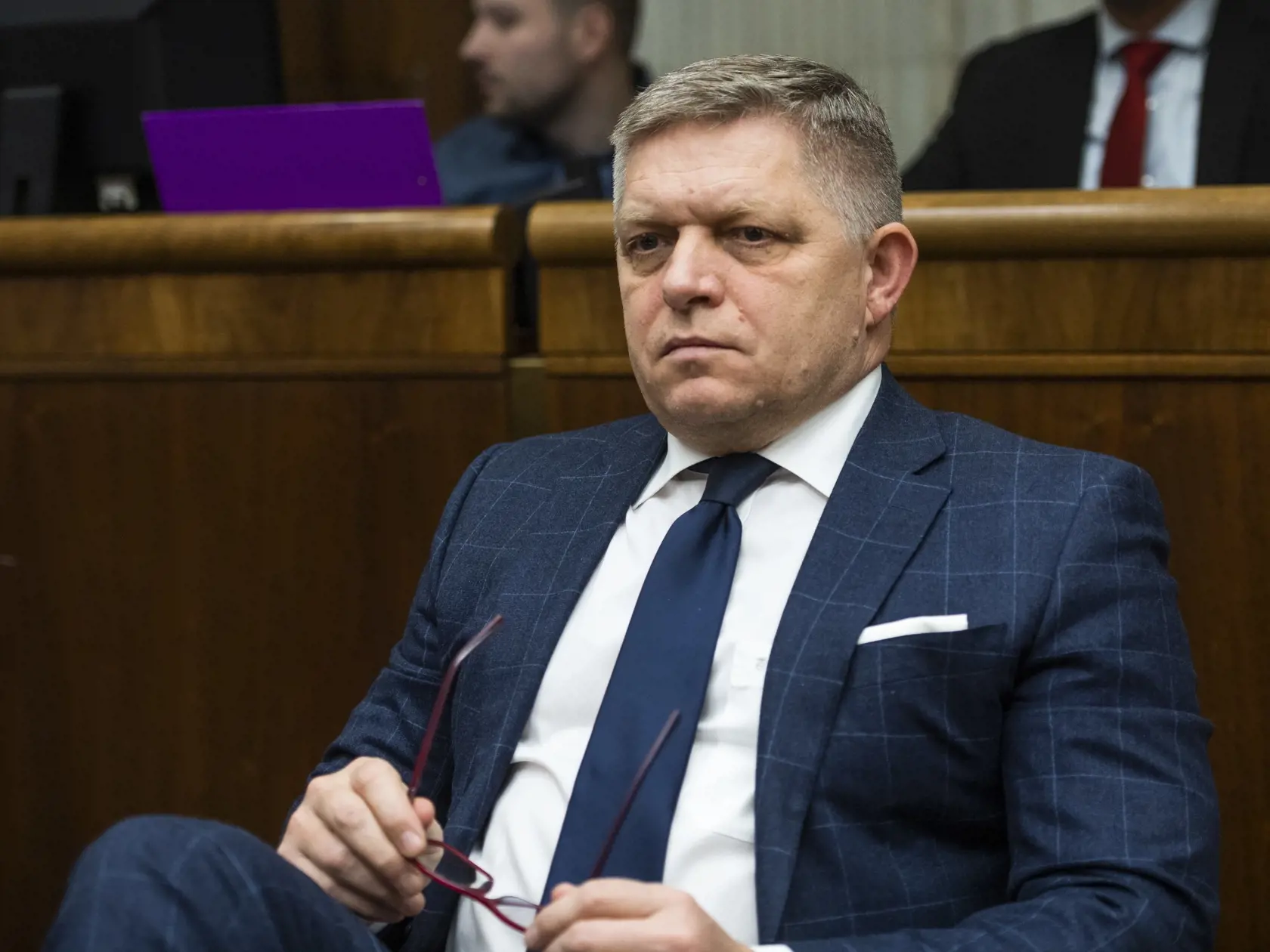 Na snímke opozičný poslanec NR SR Robert Fico (SMER-SD) počas otvárania mimoriandej schôdze Národnej rady SR v Bratislave 19. januára 2023. FOTO TASR - Jaroslav Novák