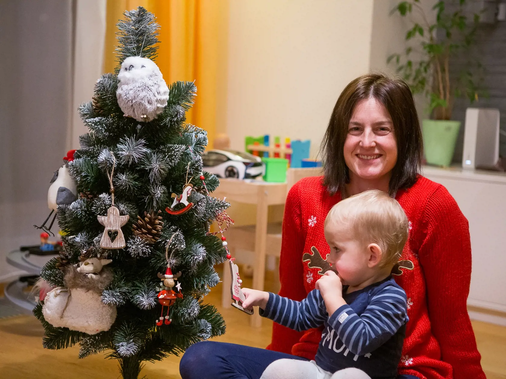 Poslankyňa OĽaNO Natália Milanová má malinký stromček, ktorý obdivuje hlavne jej malý syn.