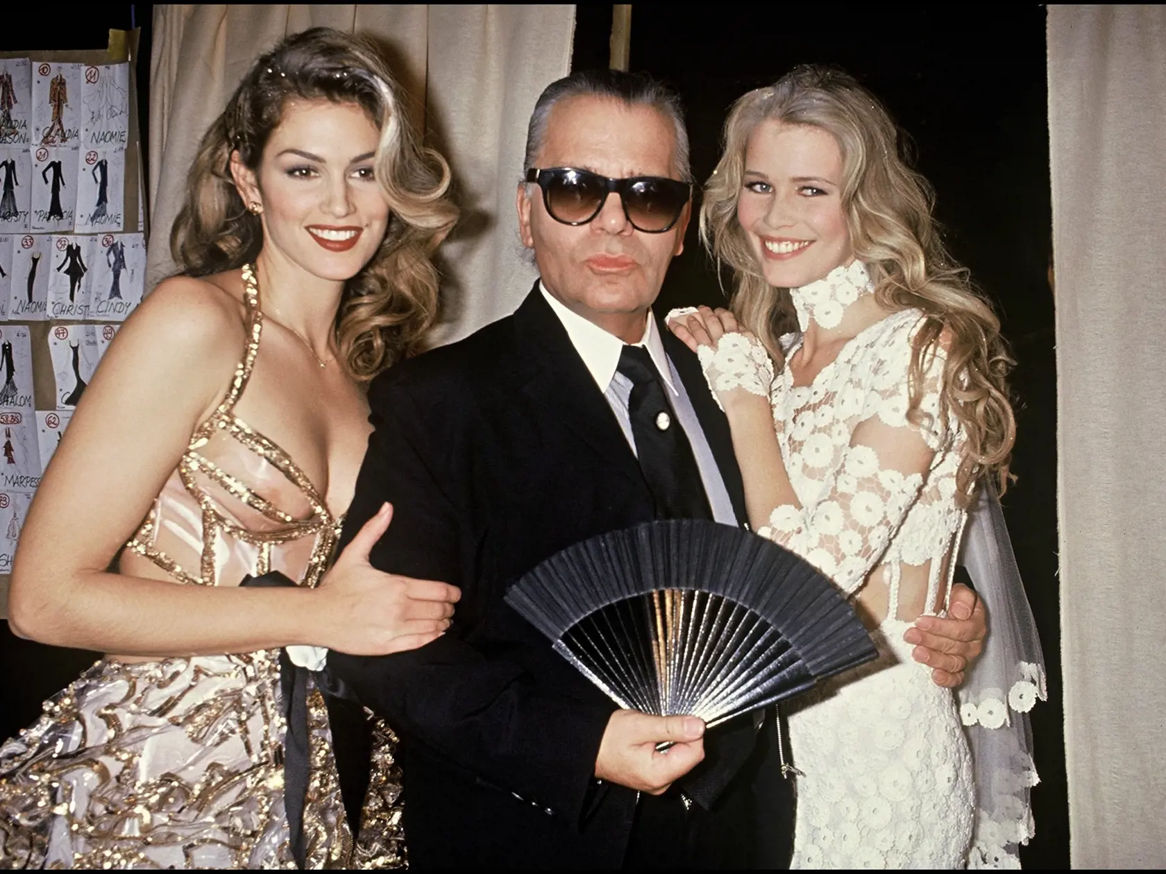 Karl Lagerfeld And Cindy Crawford At The Chanel Fashion Show - 1993