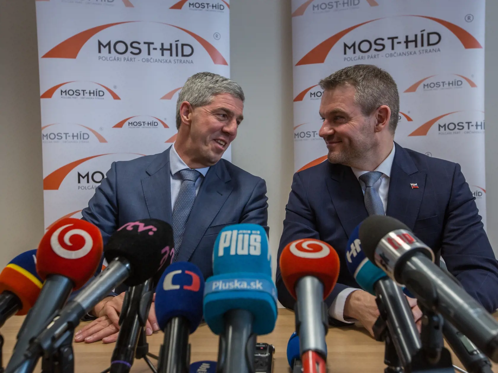 Tlačová konferencia Dezignovany premier Peter Pellegrini po rokovani s predsednictvom Mostu-Hid
