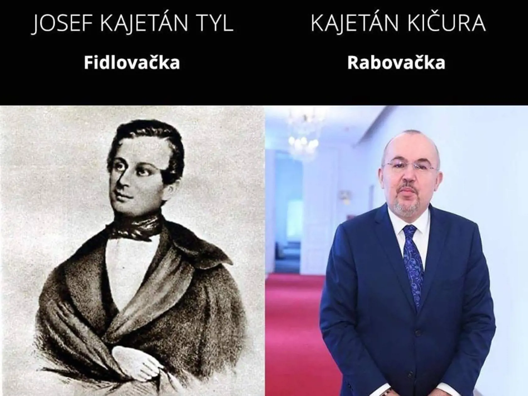 Josef Kajetán Tyl bol slávny český dramatik a spisovateľ. Medzi jeho najznámejšie diela patrí "Fidlovačka aneb žádny hněv a žádna rvačka".