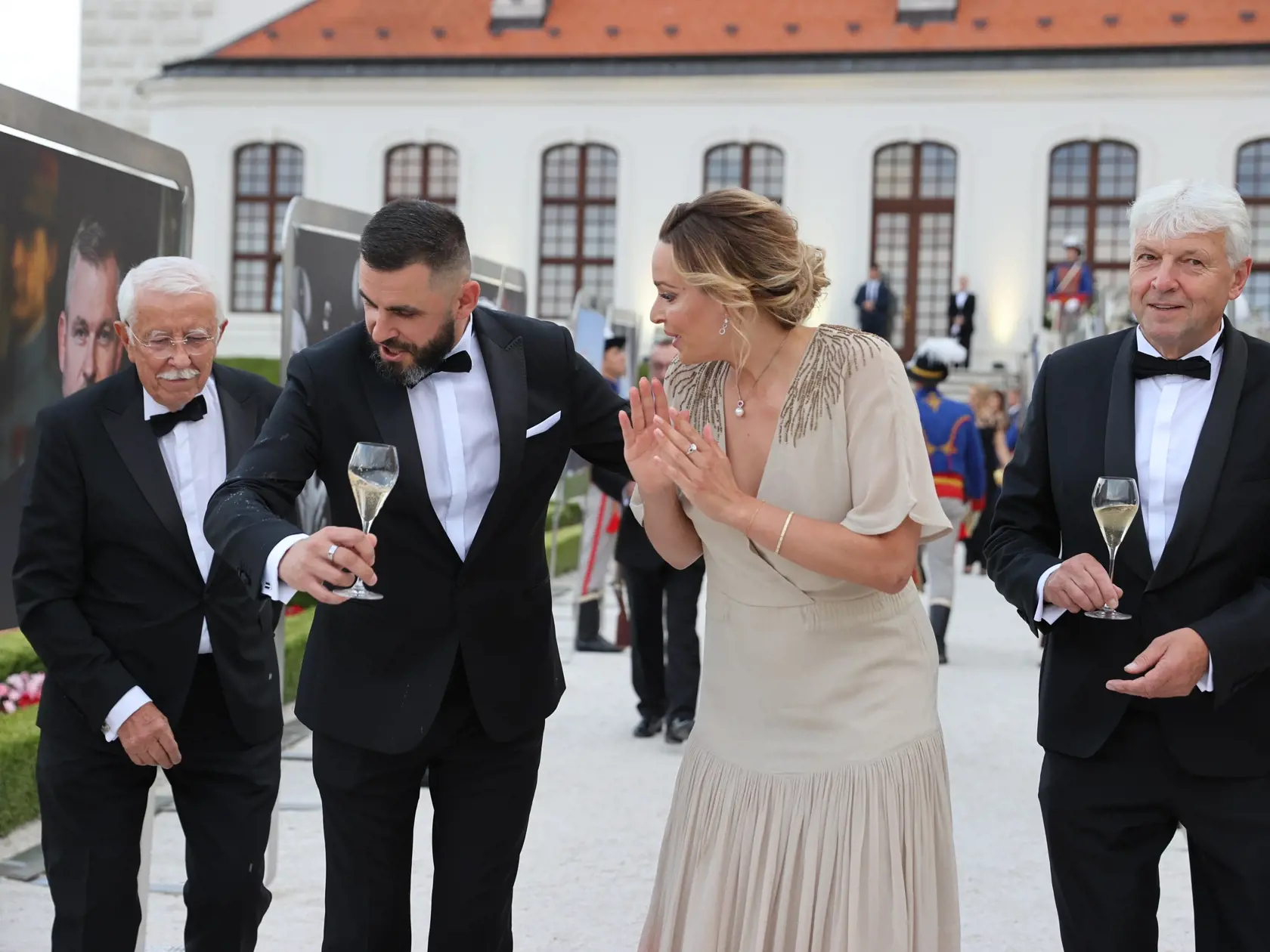 Slávnostná recepcia prezidenta SR Petra Pellegriniho na Bratislavskom hrade. Na snímke je Ján Mažgút a Romana Tabak.