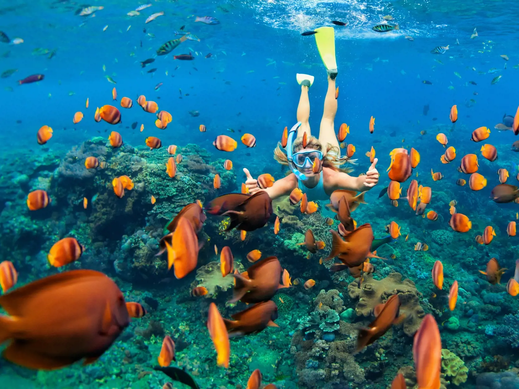 Happy,Family,-,Girl,In,Snorkeling,Mask,Dive,Underwater,With