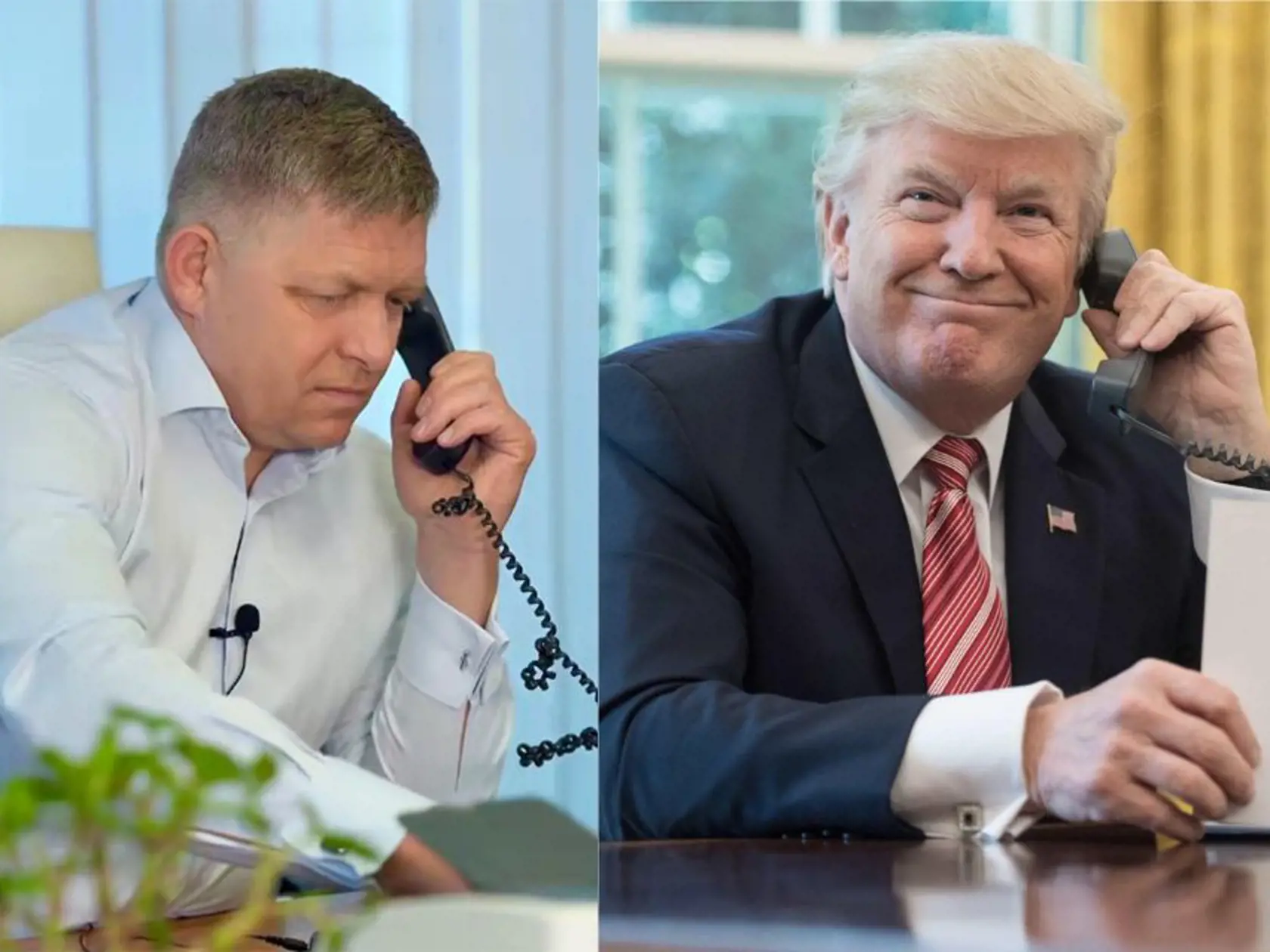 Na kombosnímke zľava Robert Fico a Donal Trump.