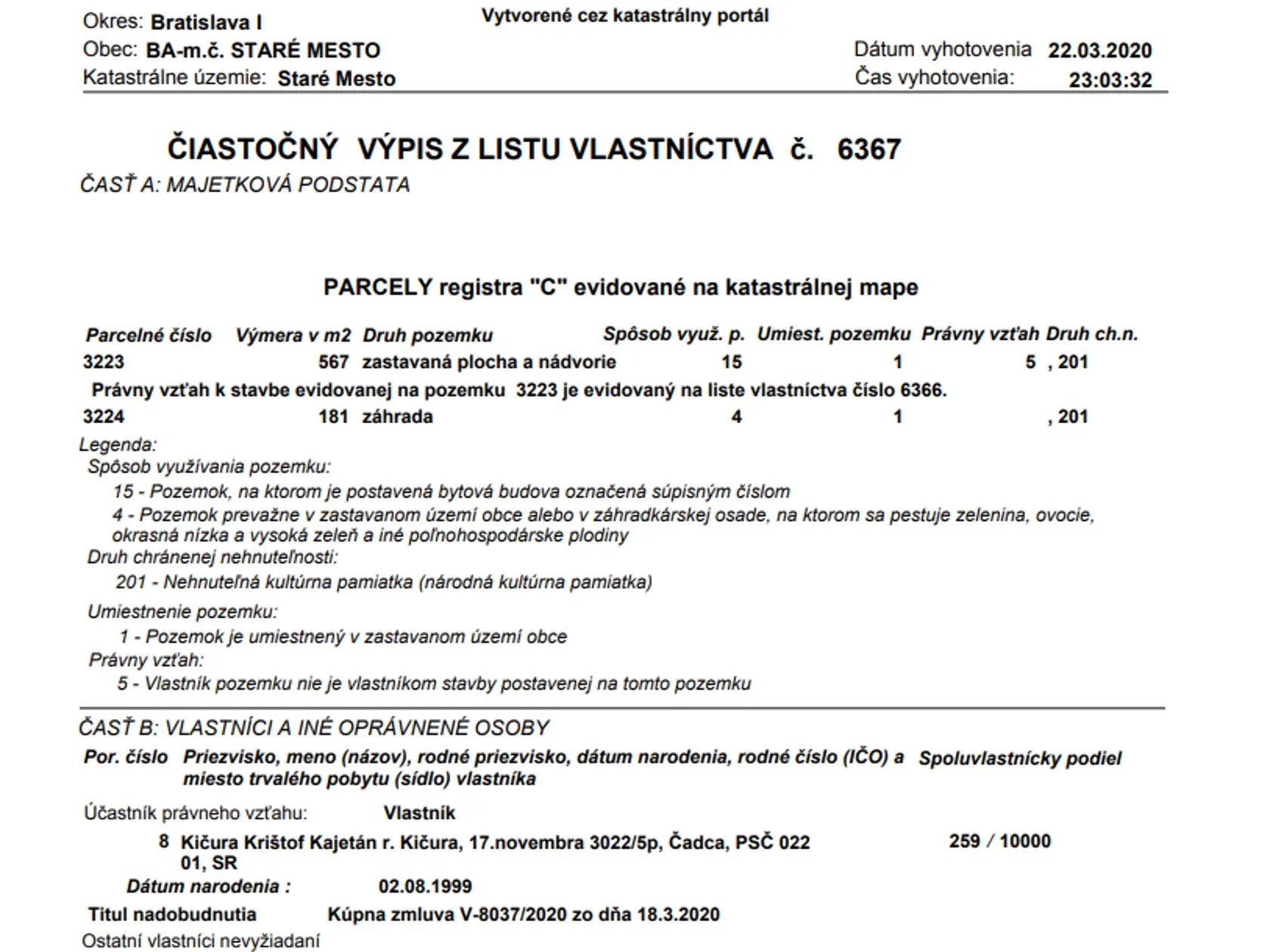 Výpis z katastra nehnuteľností