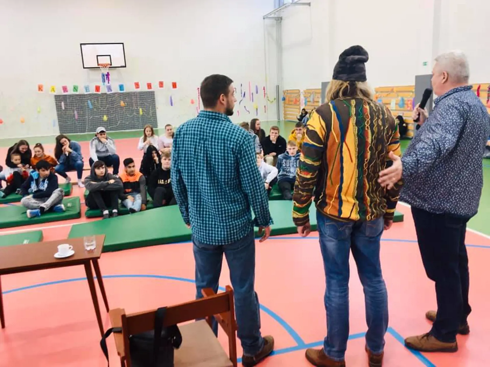 Spomienka na február 2020, kedy Braňo prednášal pre študentov Strednej odbornej školy na Garbiarskej v Kežmarku.