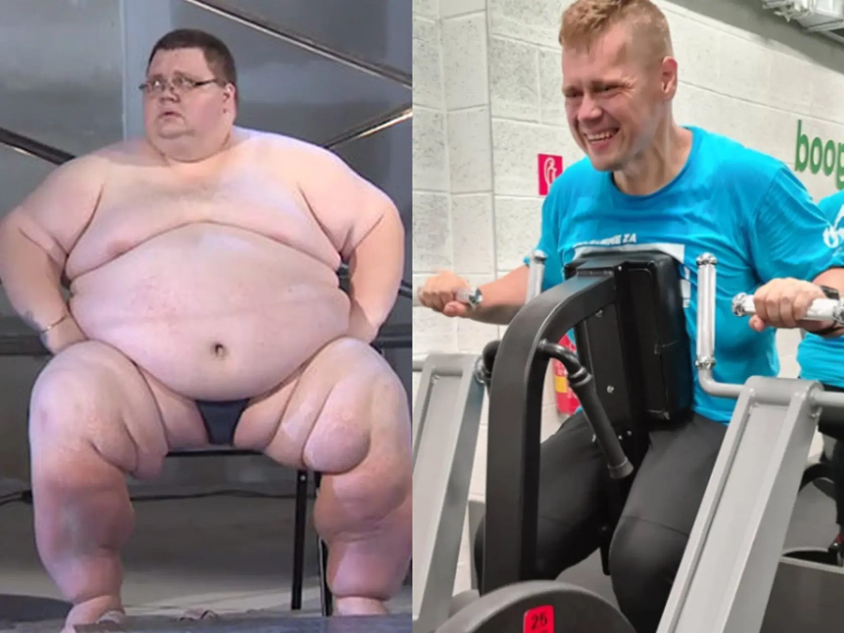 Ján Hodoň v čase, keď chudol v Extrémnych premenách a vpravo dnes.