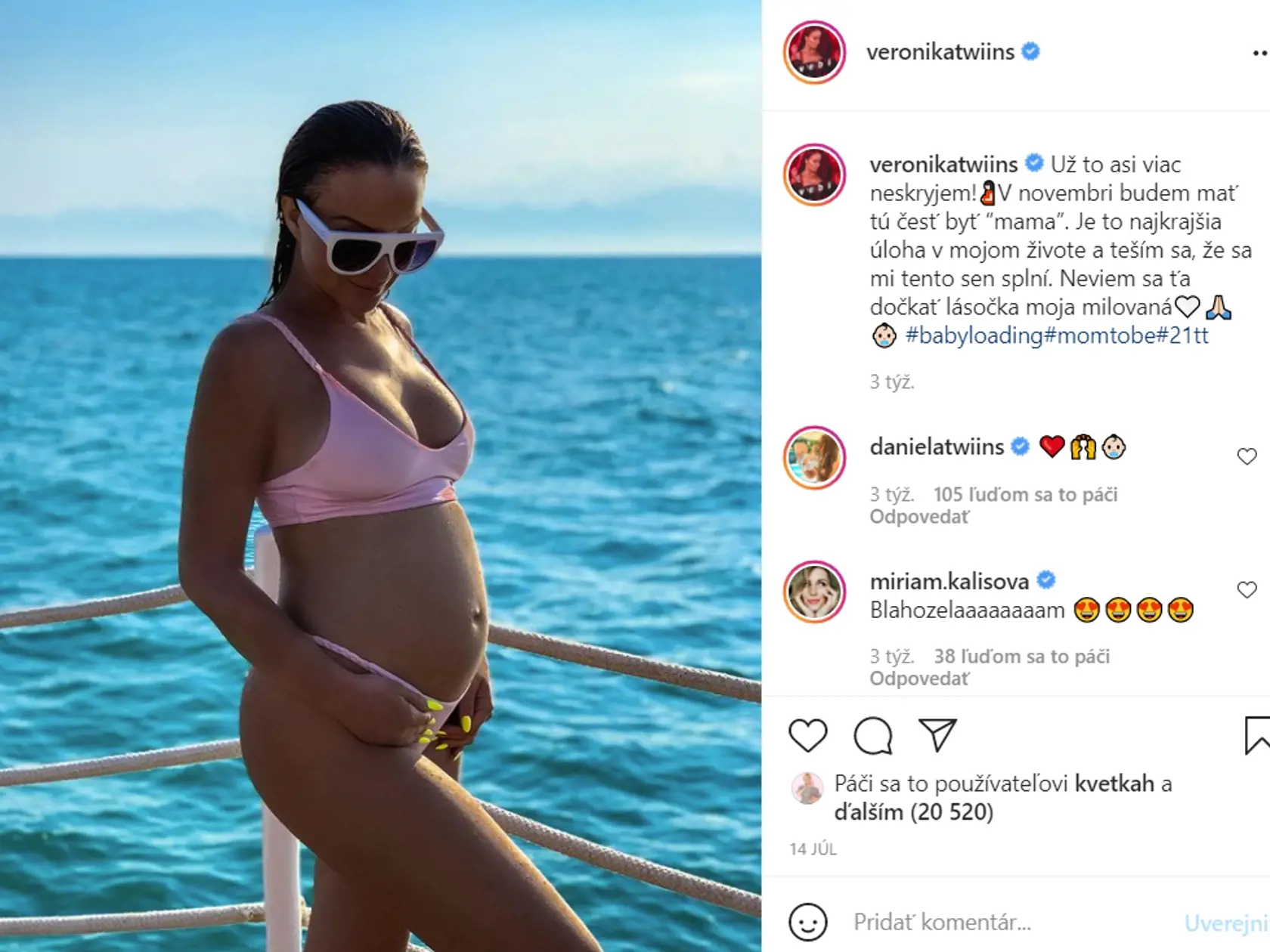 Veronika Nízlová je v pokročilom štádiu tehotenstva. O otcovi dieťaťa nehovorí, ale tehotenstvo si užíva...