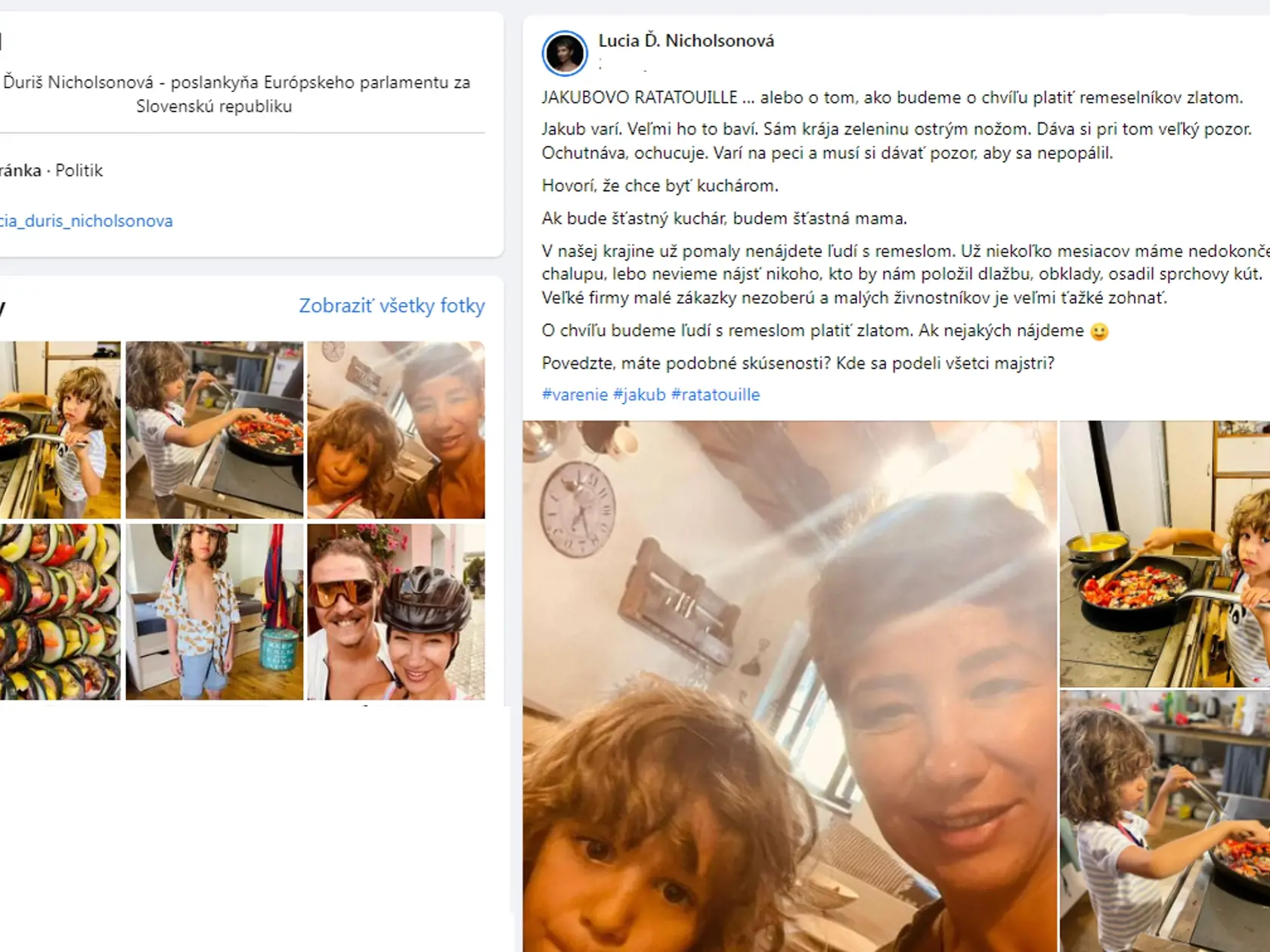 Mama zdokumentovala prácu syna v kuchyni pritom ako kuchtí.