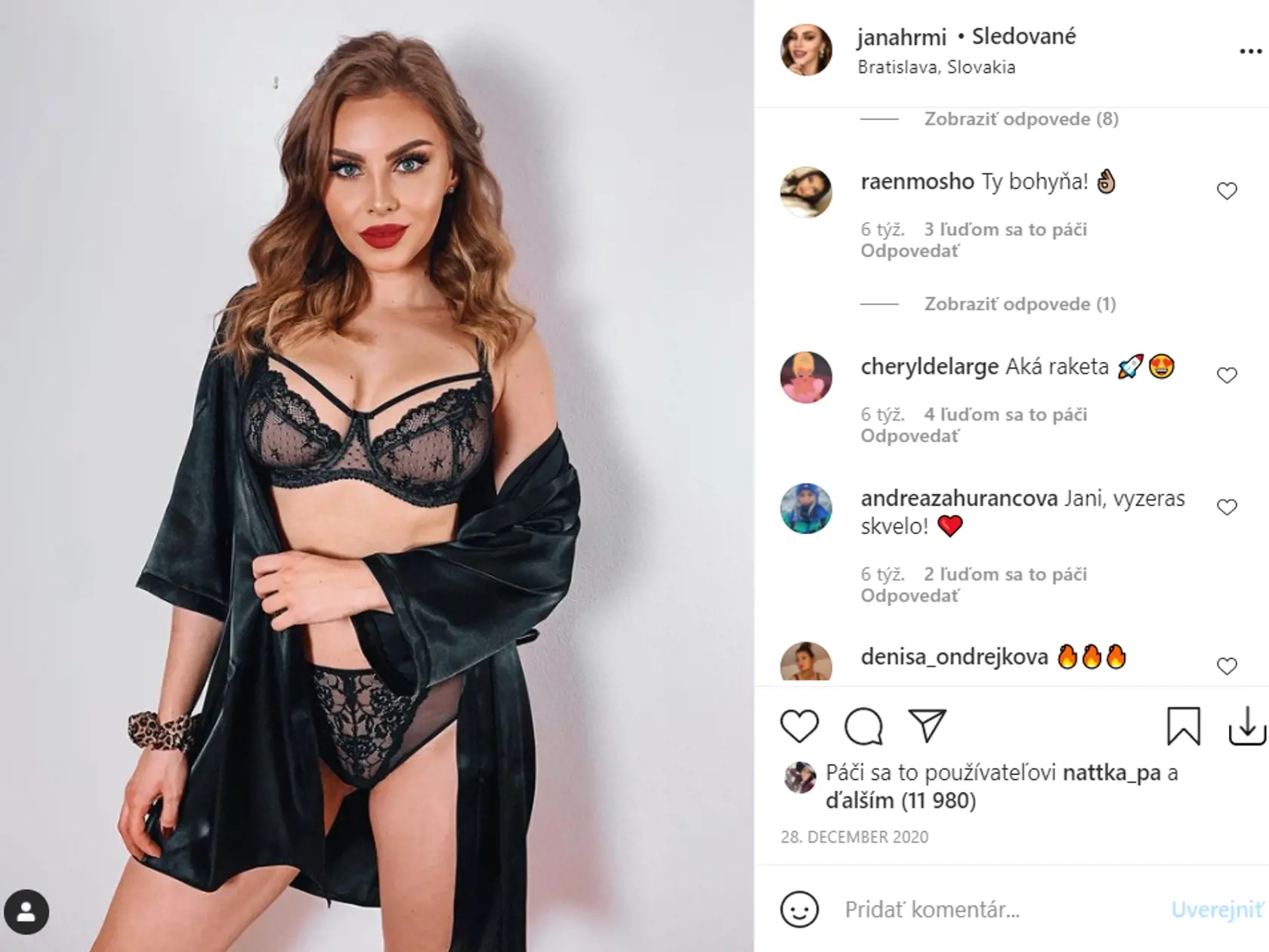 Jana na svojej postave poriadne zamakala. 