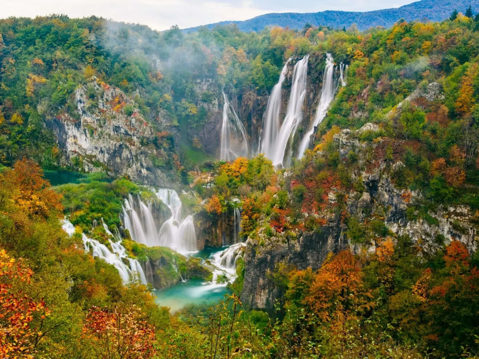 Plitvické vodopády, Chorvátsko.