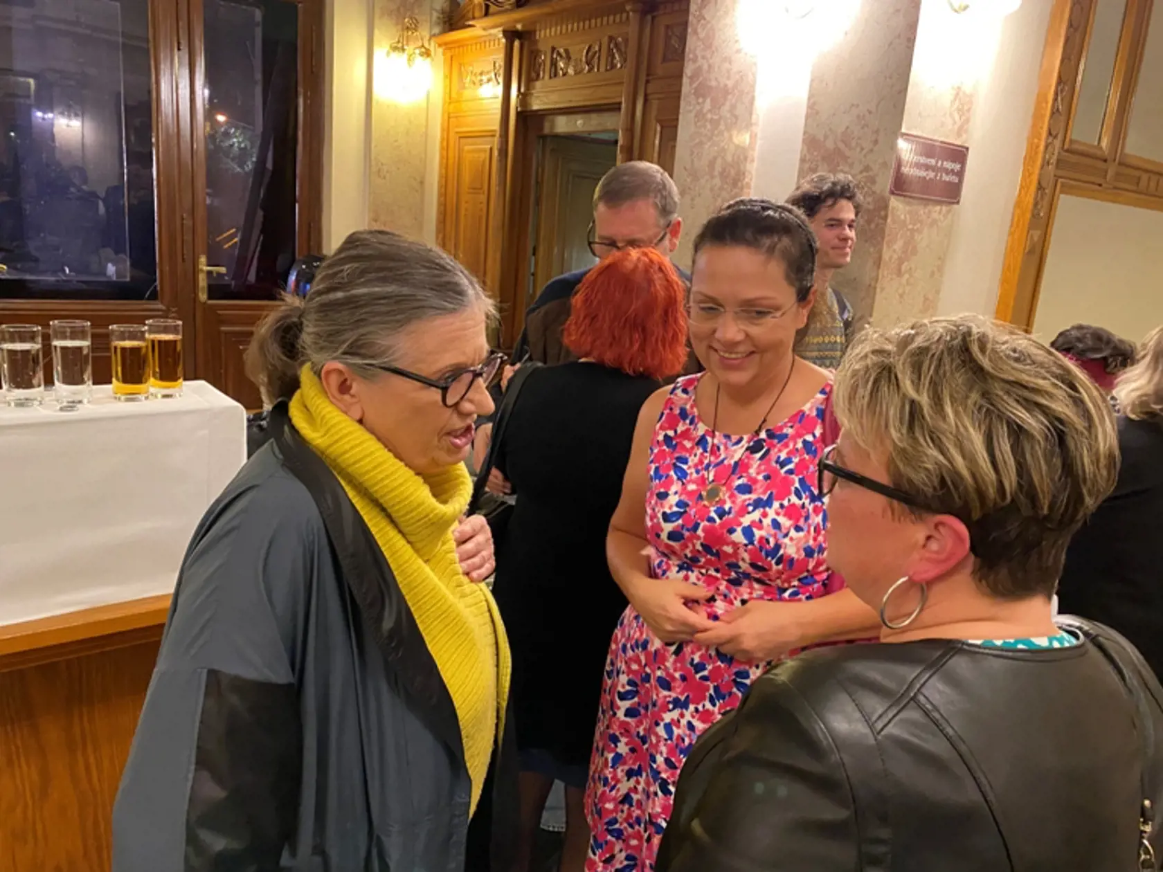 Inscenácia Harold a Maude - stretnutie členov Klubu s hlavnými protagonistami a riaditeľom  divadla.