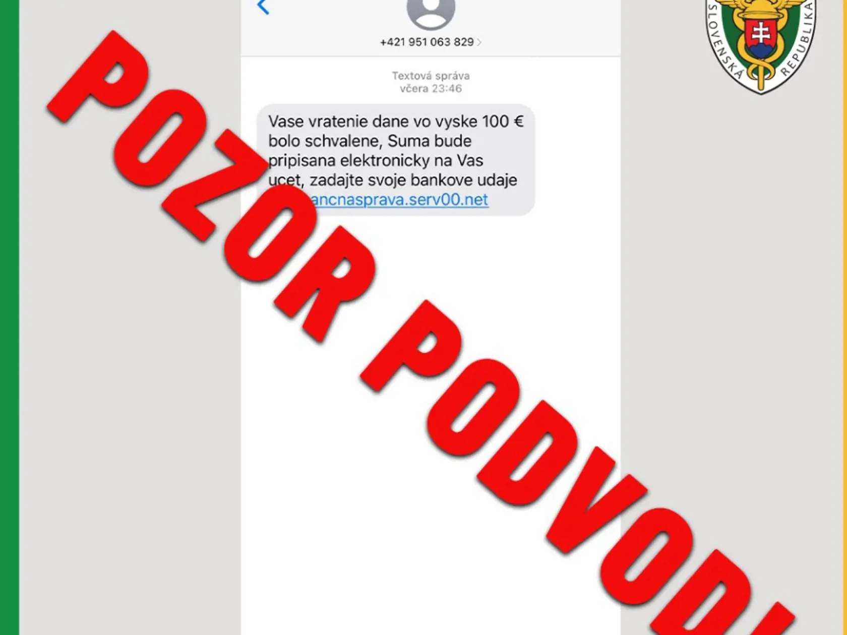 Takto vyzerá podvodná sms.