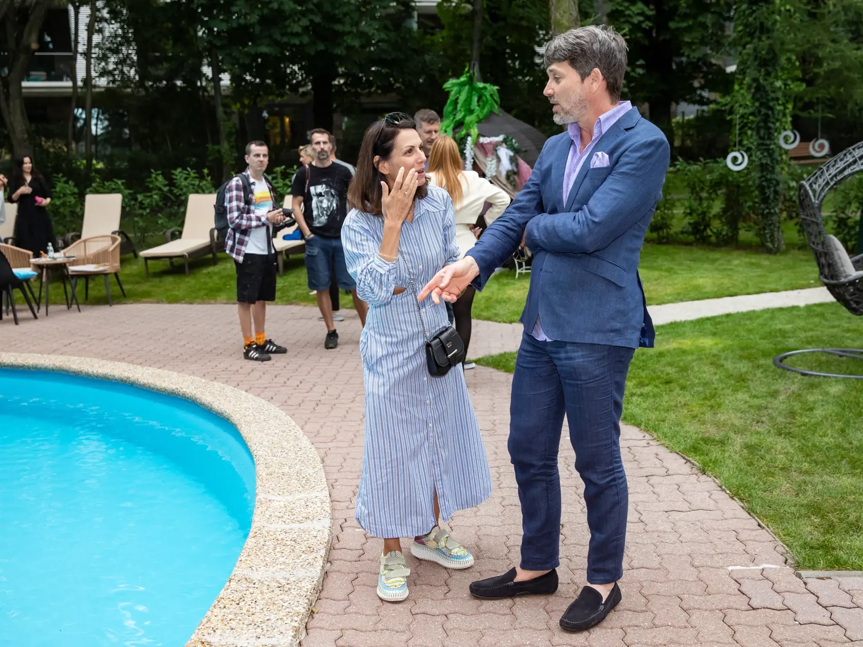 Veľká letná párty televízie JOJ. Na snímke je Marek Majeský a Kristína Turjanová.