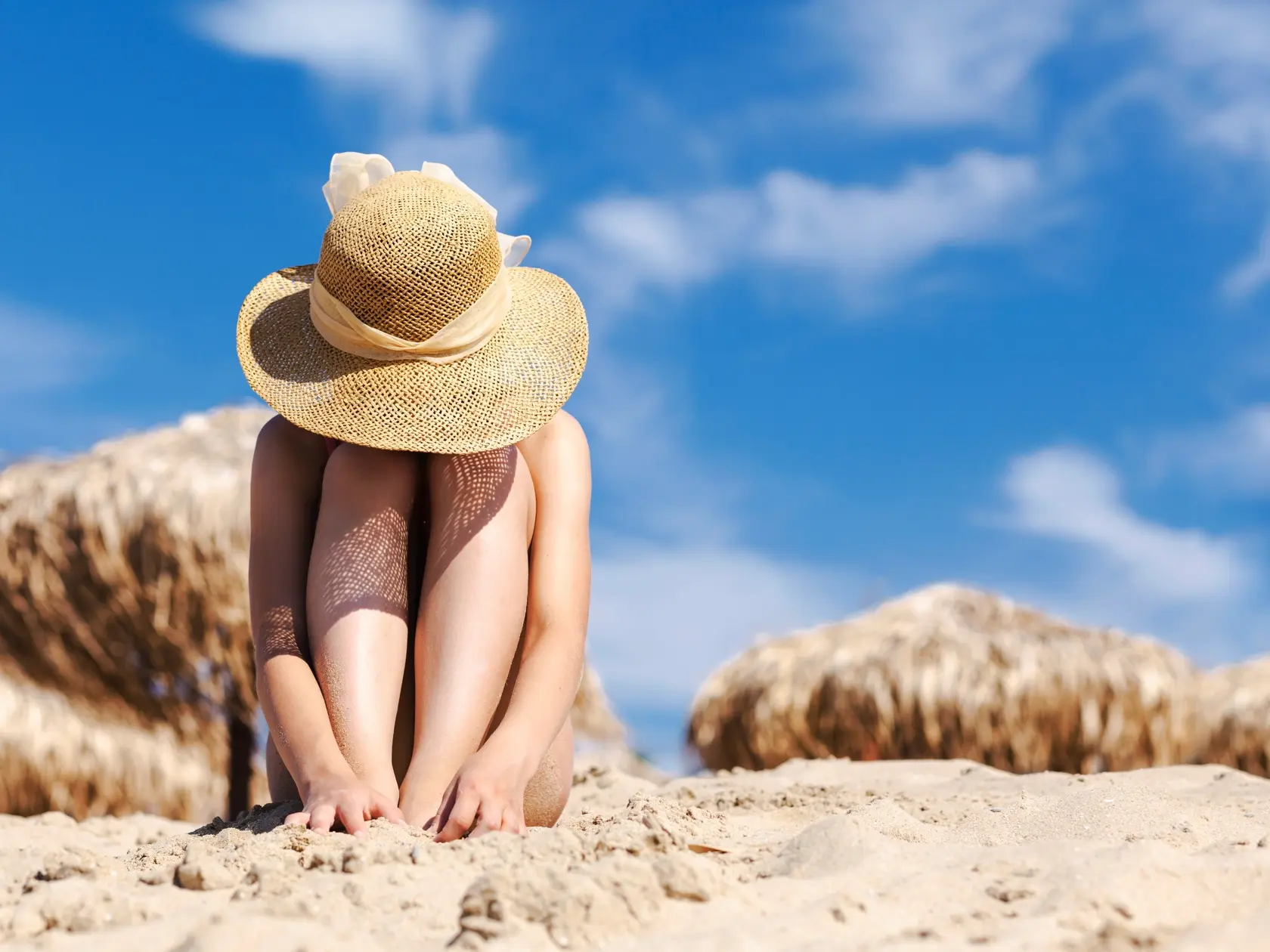 Sad,Depressed,Stressed,Teen,Girl,On,Beach,In,Bad,Summer