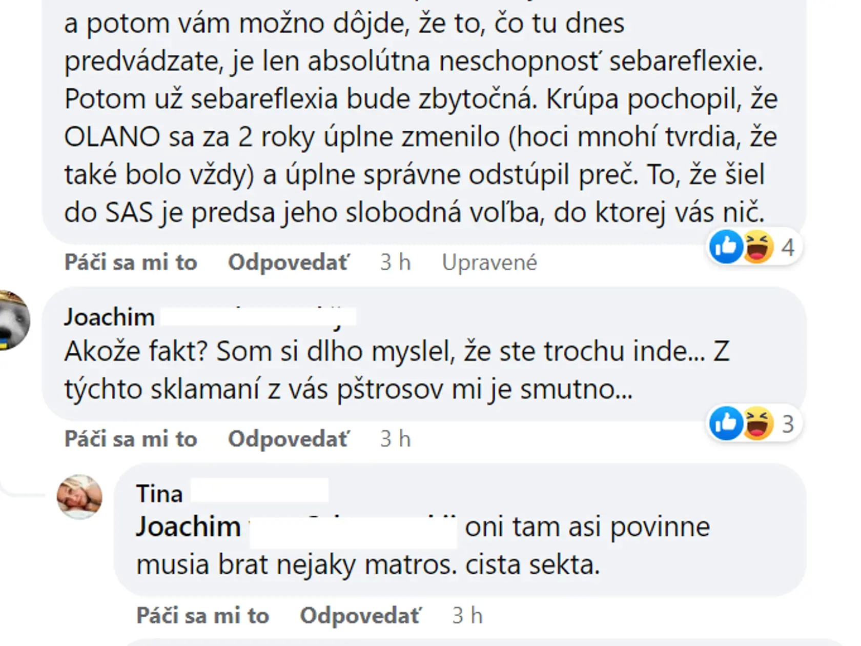 Ľudia reagujú na post Gábora Grendela.