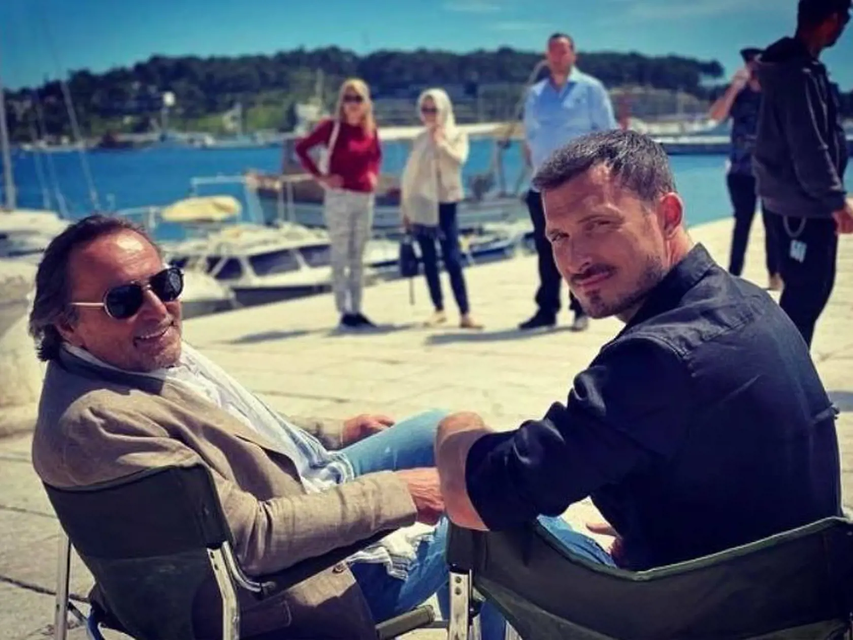 Kolegovia Jozef Vajda a Ján Koleník počas nakrúcania filmu v Chorvátsku.