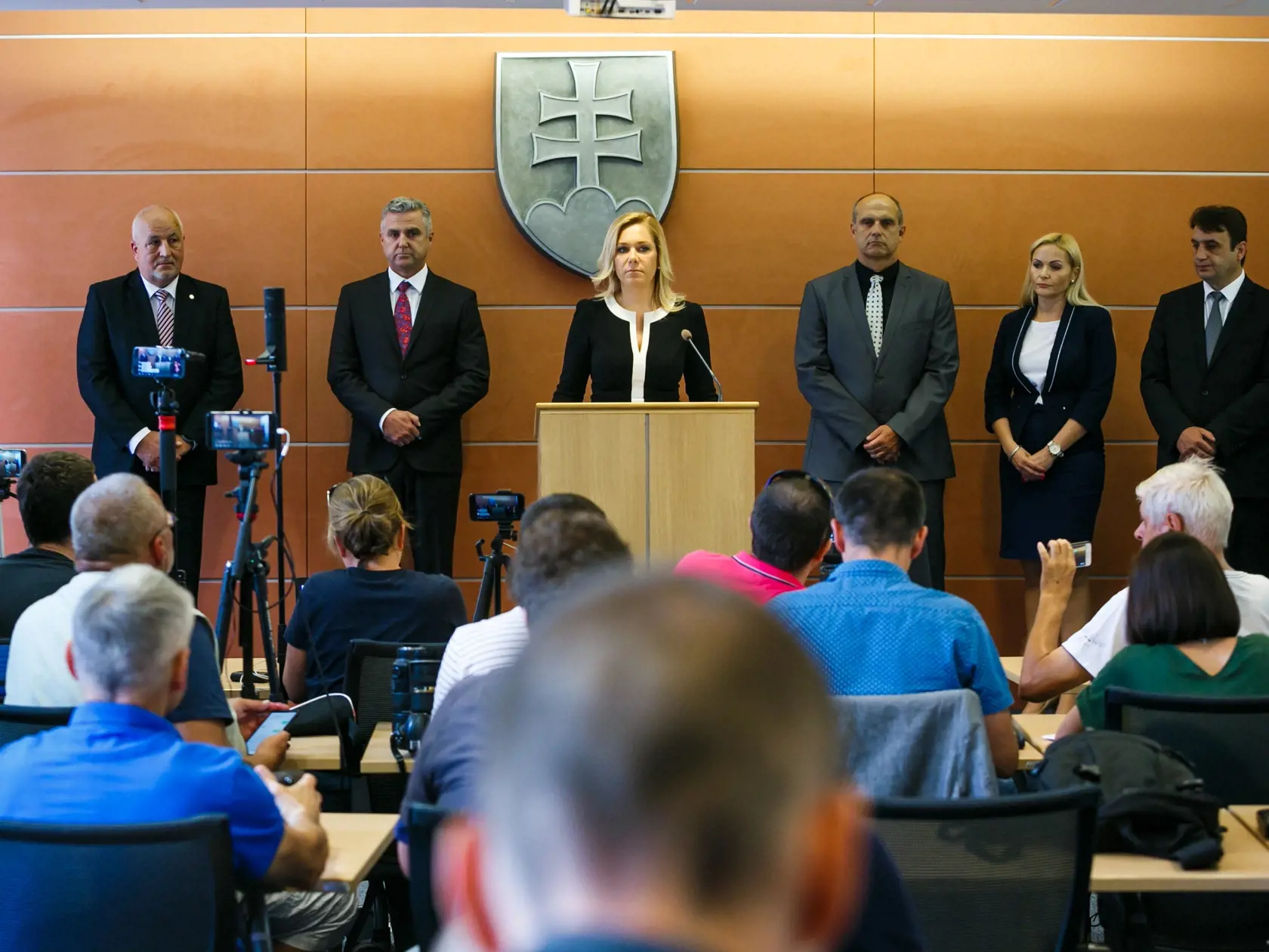 Tlačová konferencia na ktorej ministerka vnútra Denisa Saková oznámila meno nového prezidenta policajného zboru Milana Lučanského.